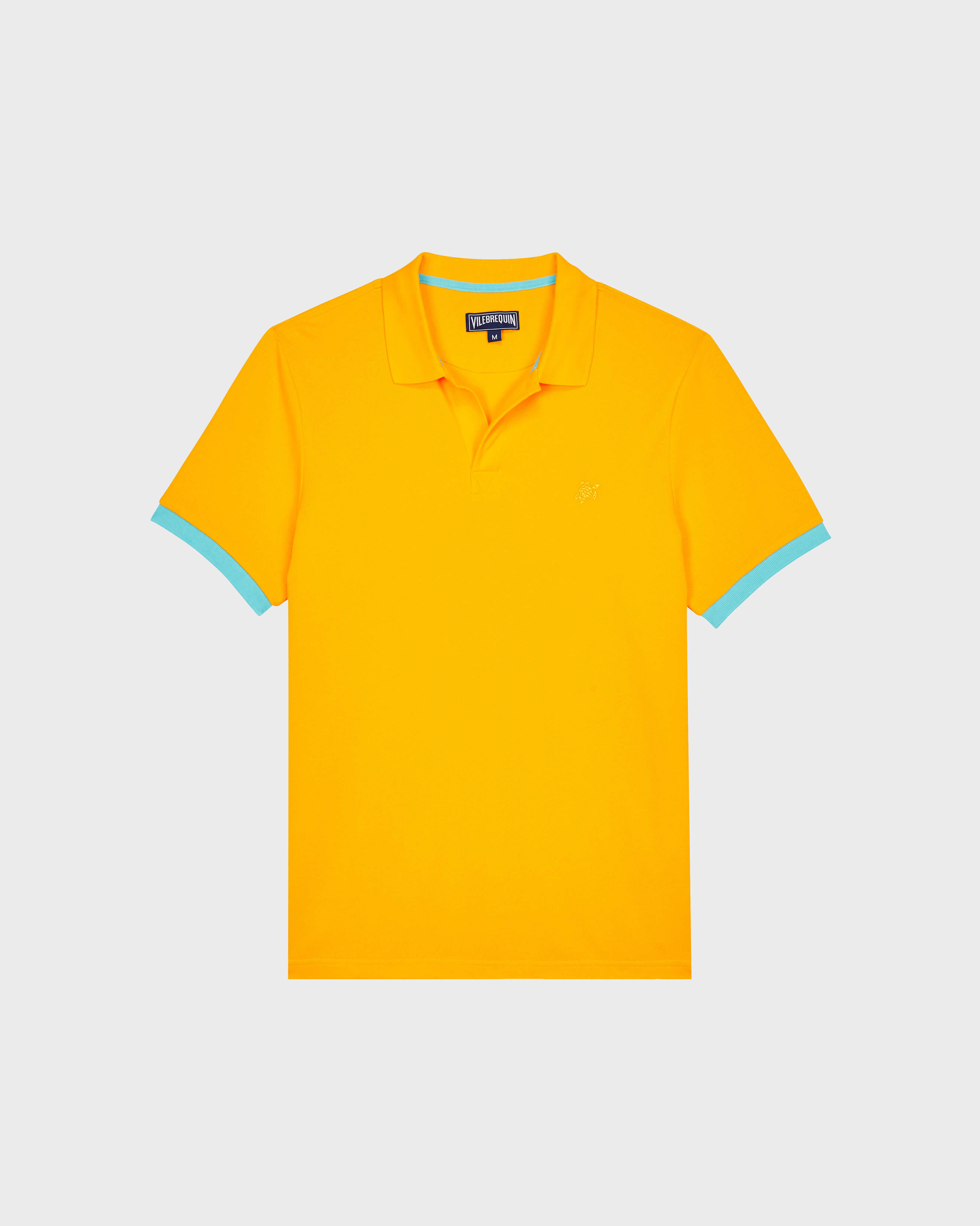 Polo en piqué de algodón de color liso para hombre YELLOW front view