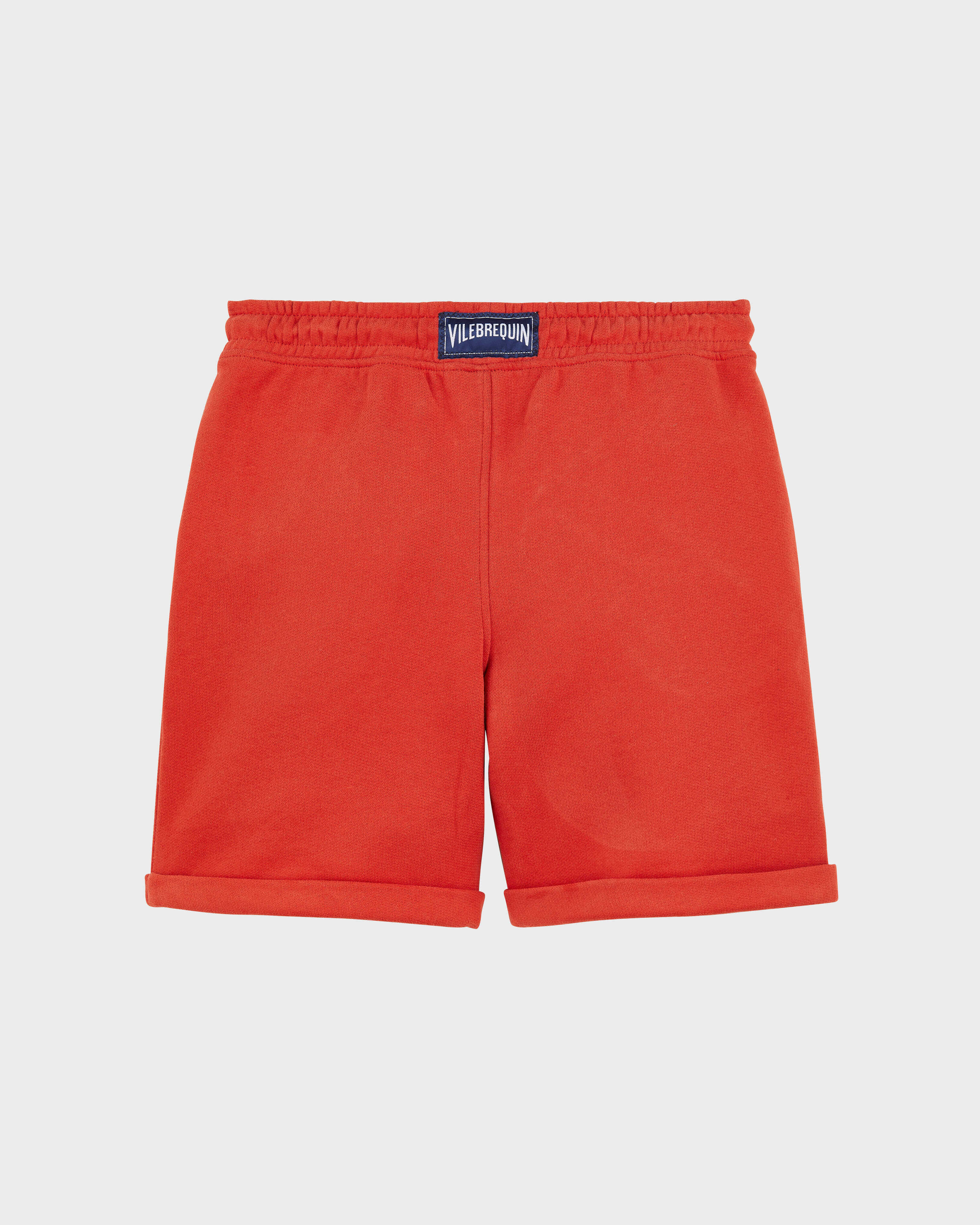 Boys Organic Cotton Bermuda Shorts Solid BRICK back view