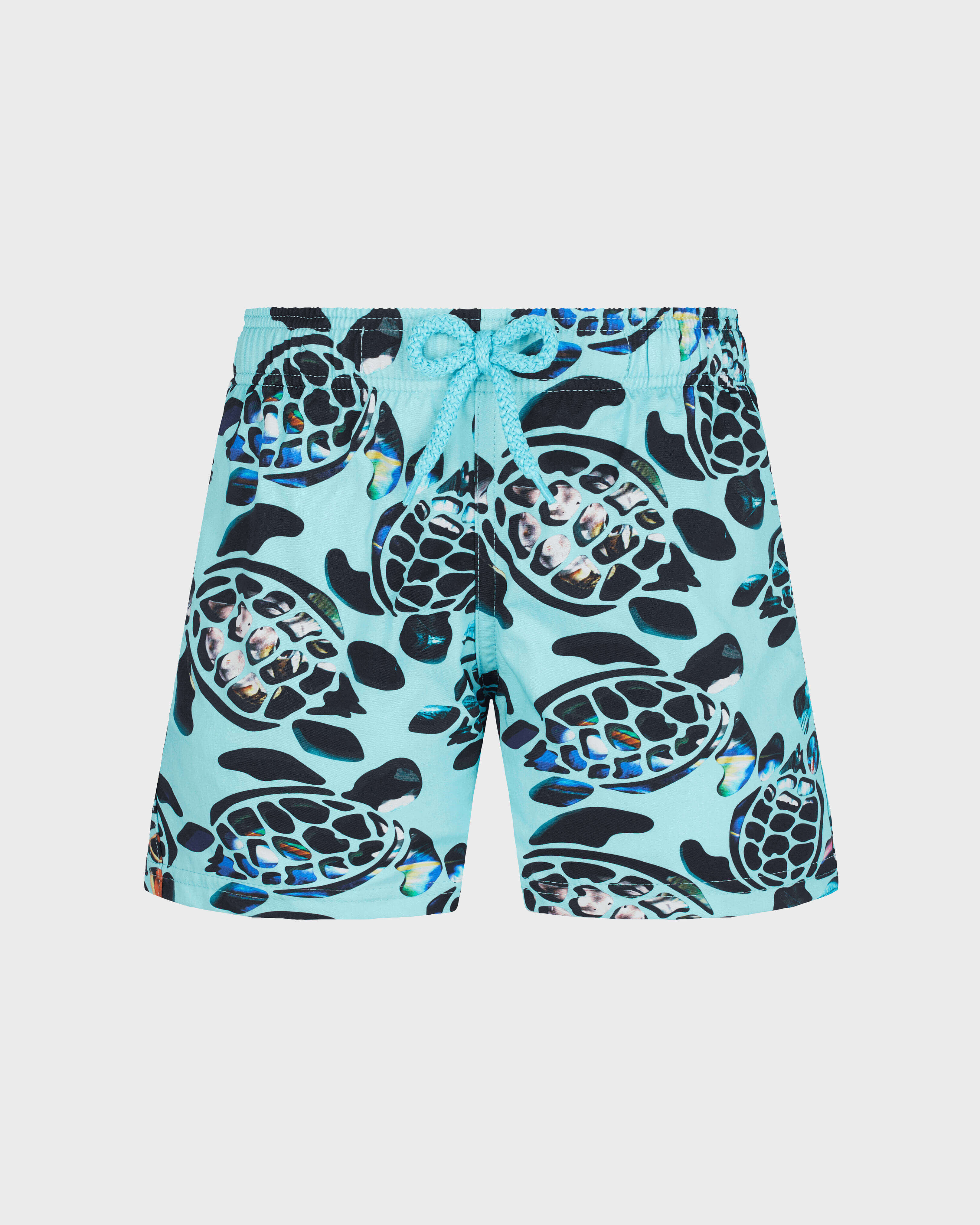 Boys Stretch Swim Shorts Screen Turtles LAGOON front view