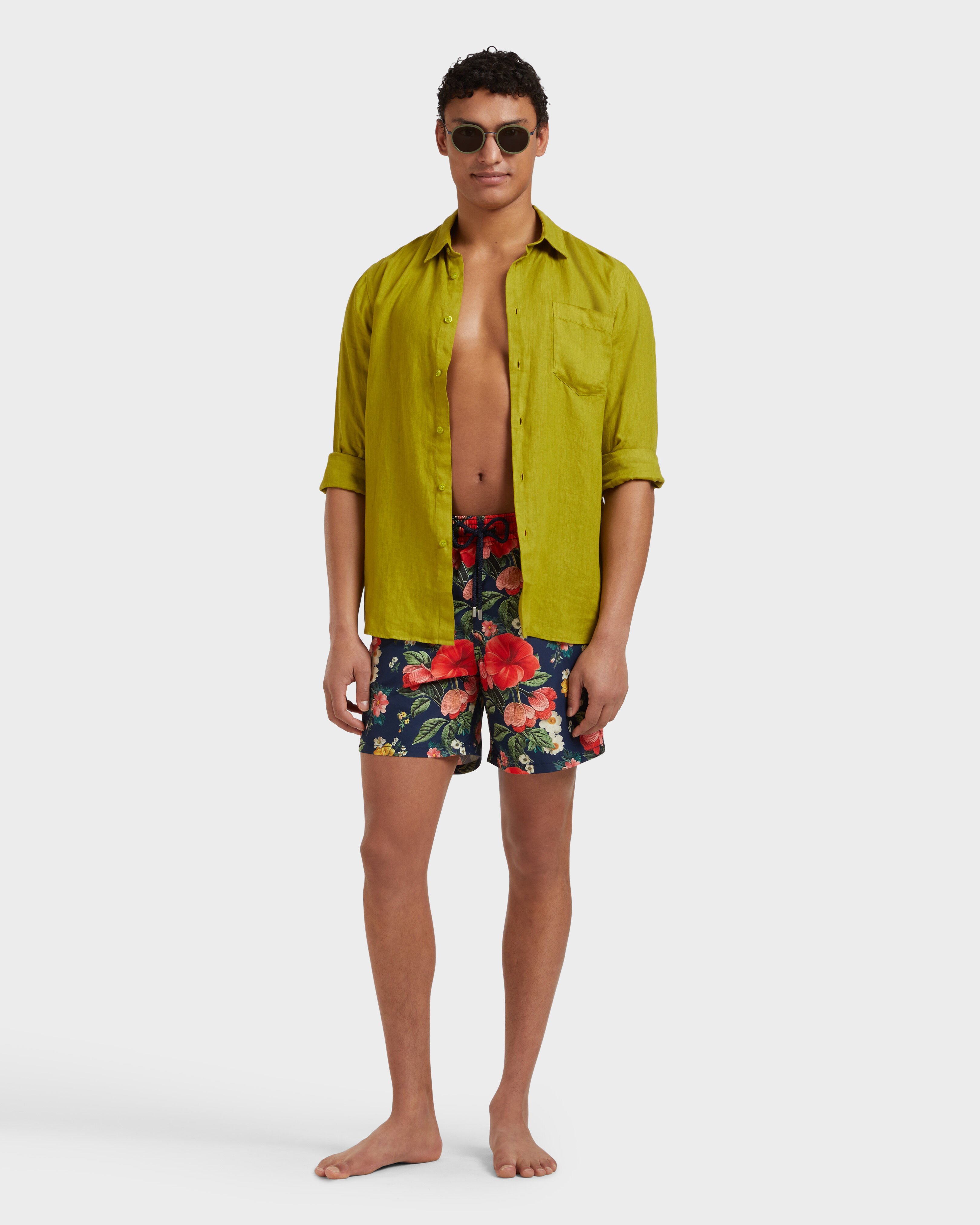 Men Swim Shorts Flowers NAVY supp1 view