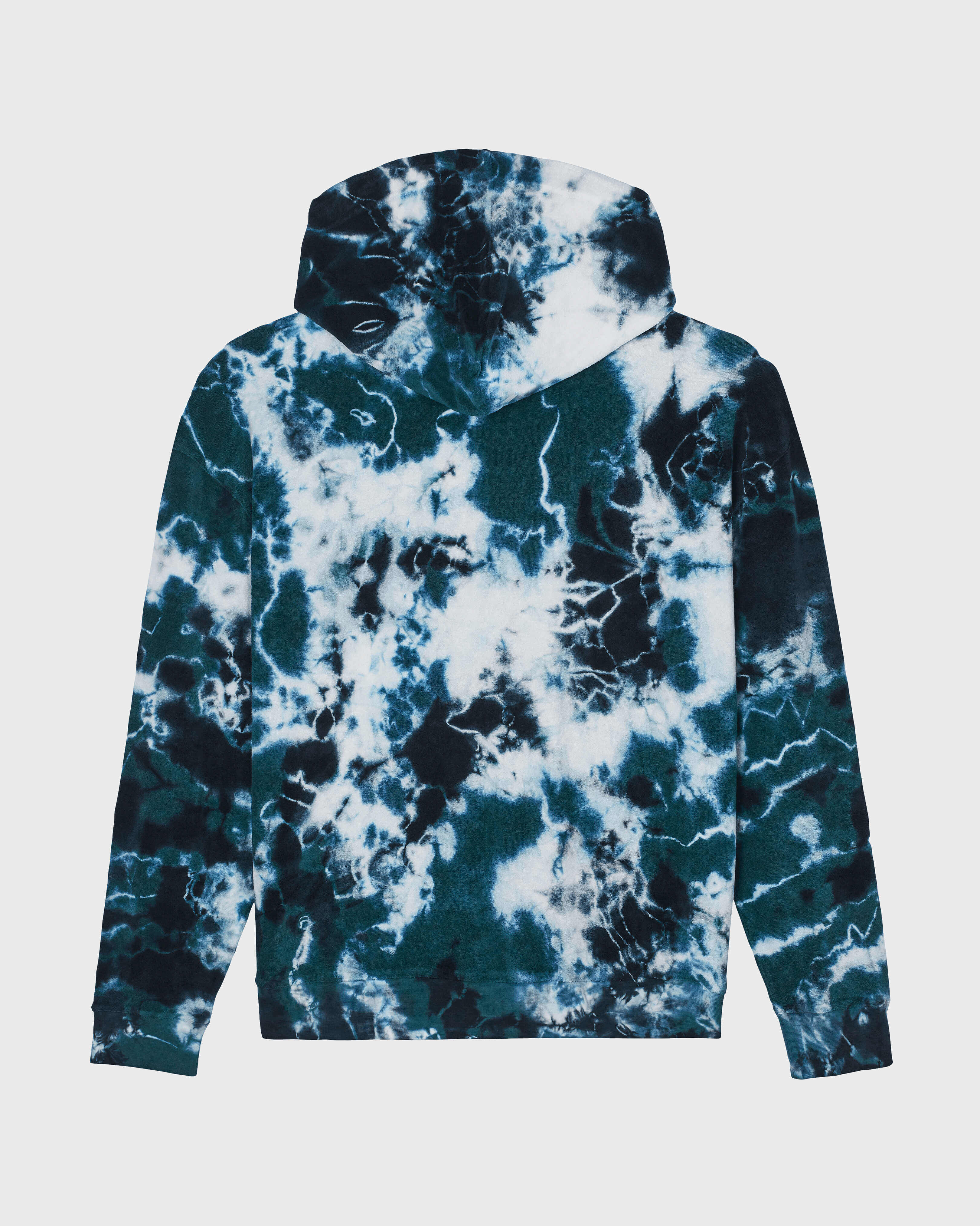 Sudadera con capucha y cremallera estampado Rough Ocean Tieand Dye para hombre EMERALD back view