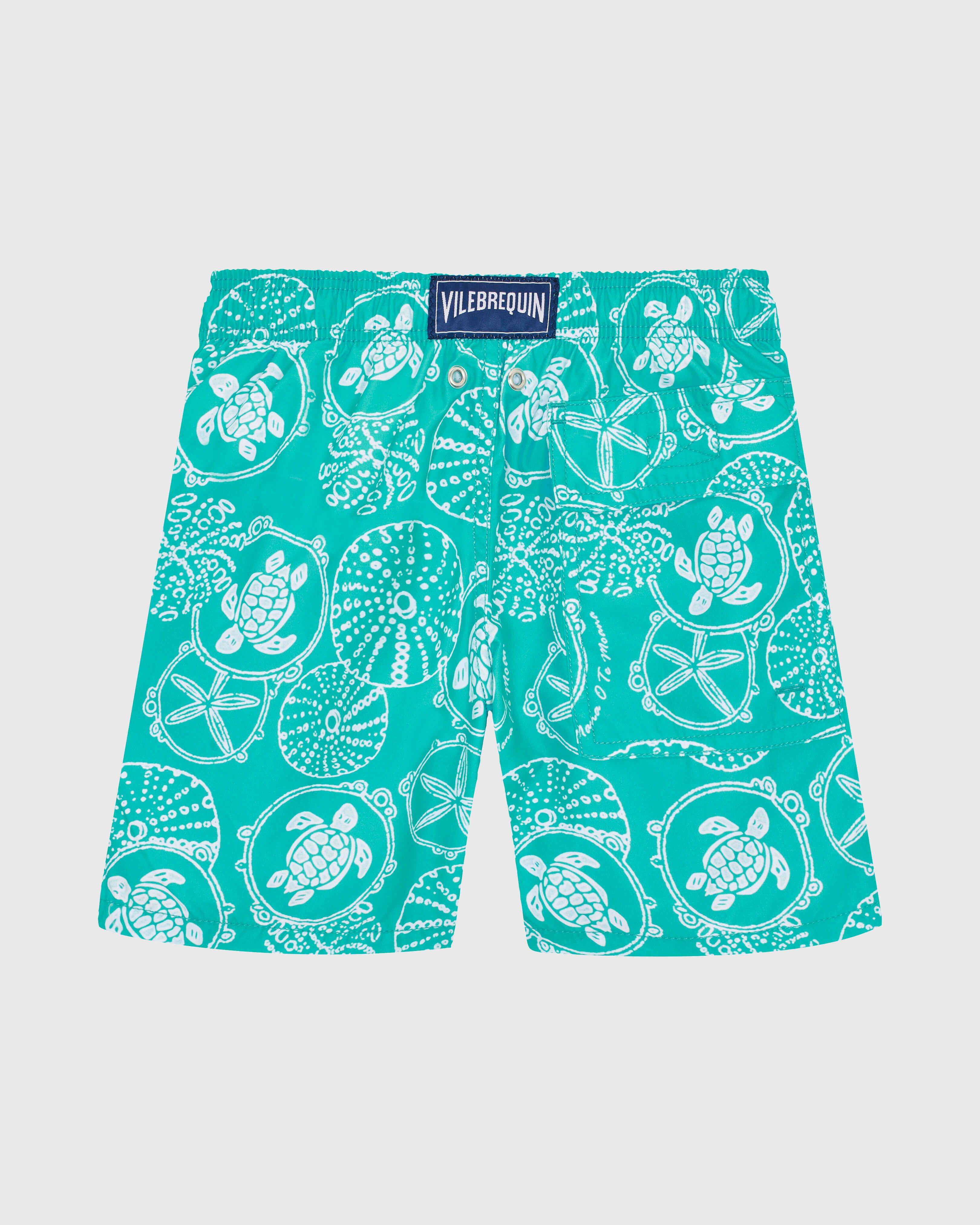 Boys Swim Shorts Oursins Bicolores DISCO GREEN back view