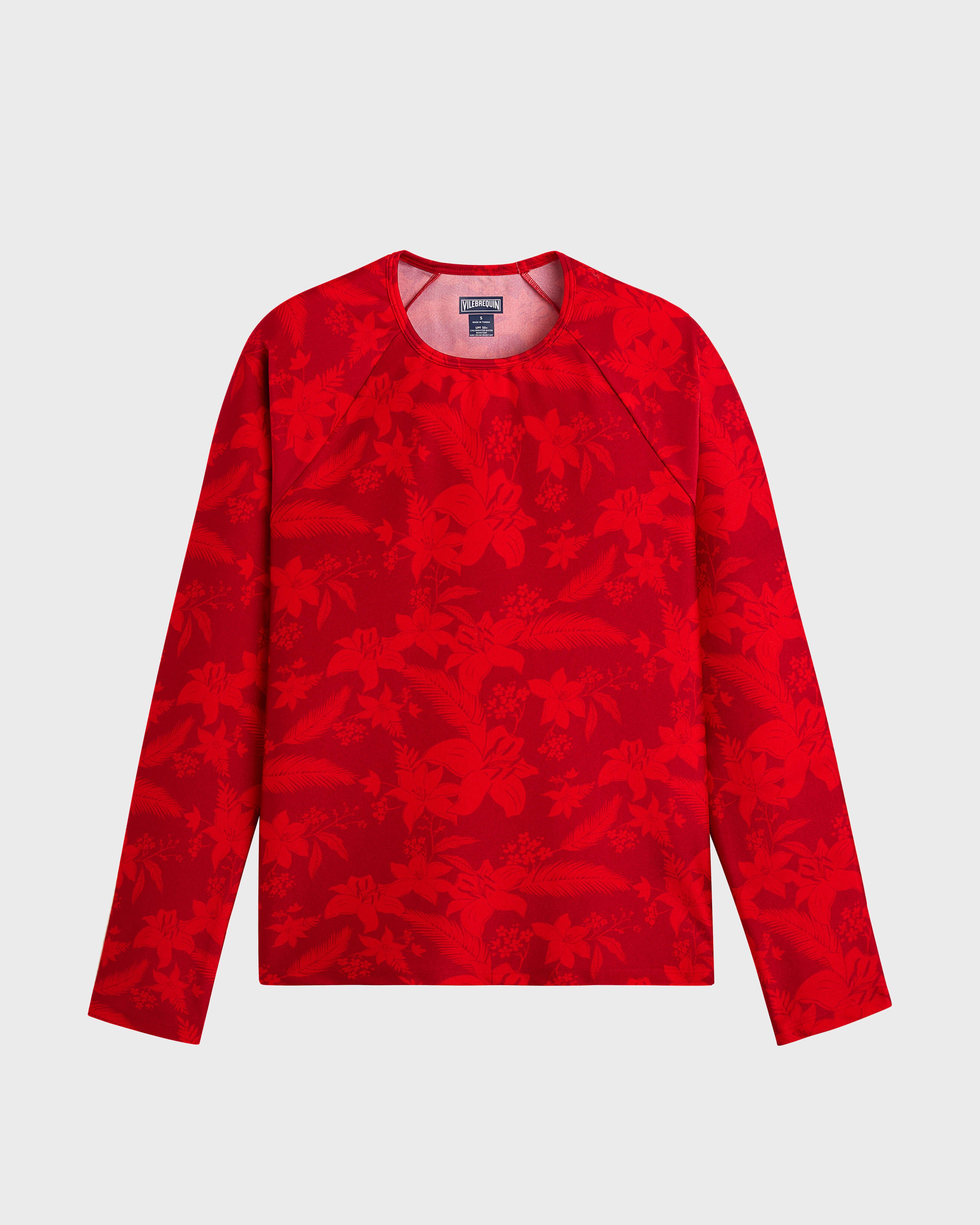 Women Long Sleeves Rashguard Flower Power LIPSTICK front view