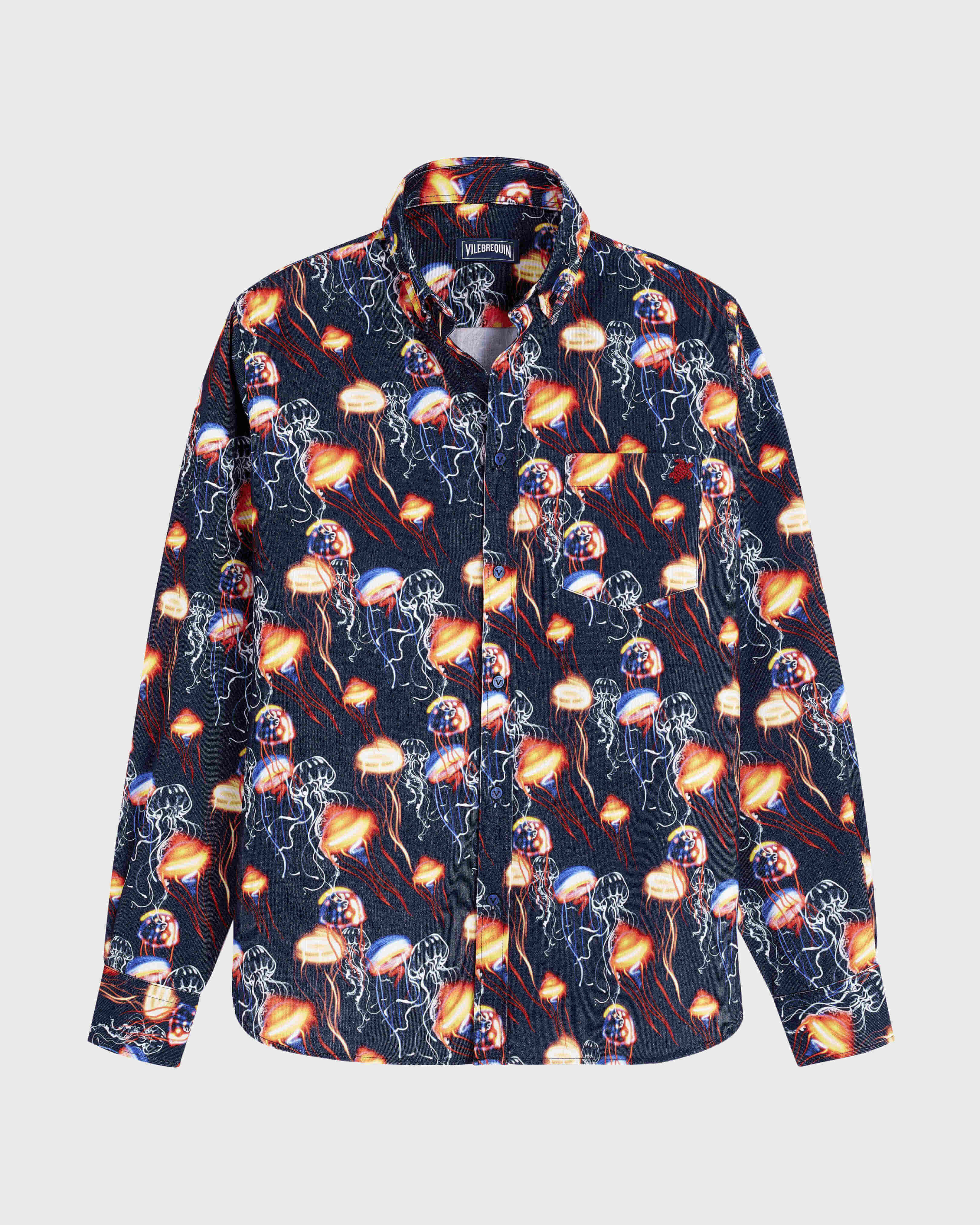 Men Corduroy Néo medusa Shirt BLU MARINE front view