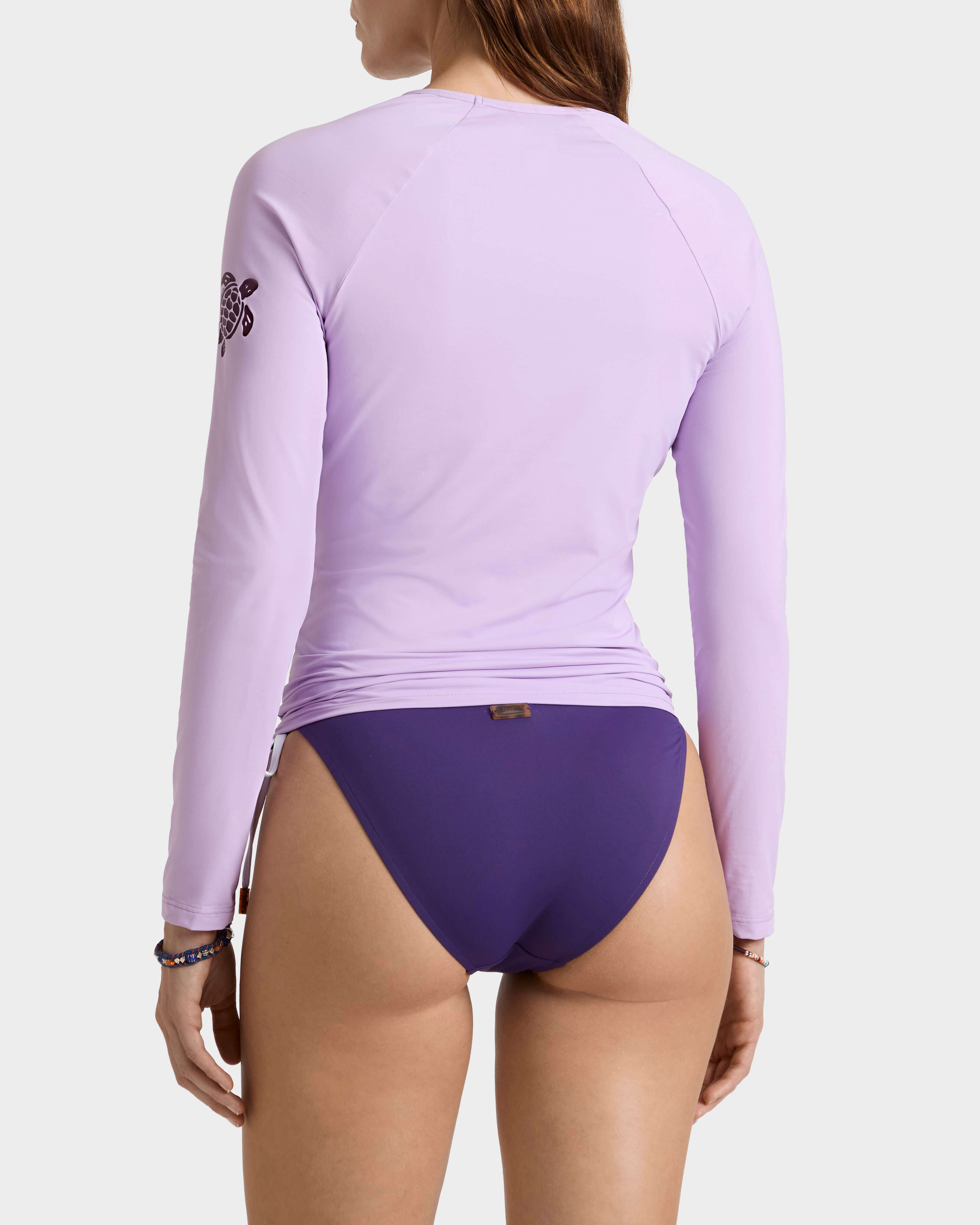 Rash guard donna a maniche lunghe tinta unita FLEUR backworn view