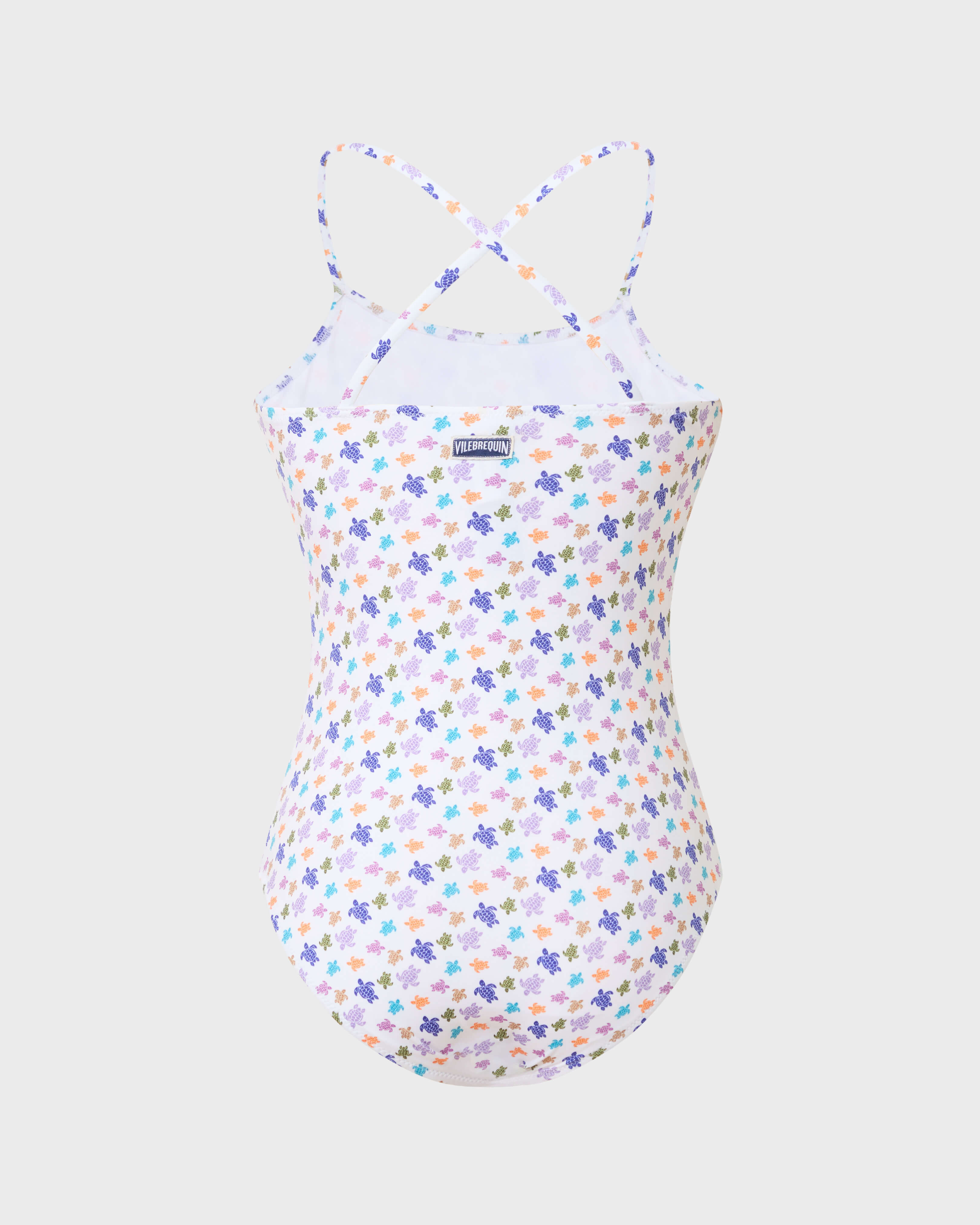 Girls One-piece Swimsuit Micro Ronde des Tortues WHITE back view