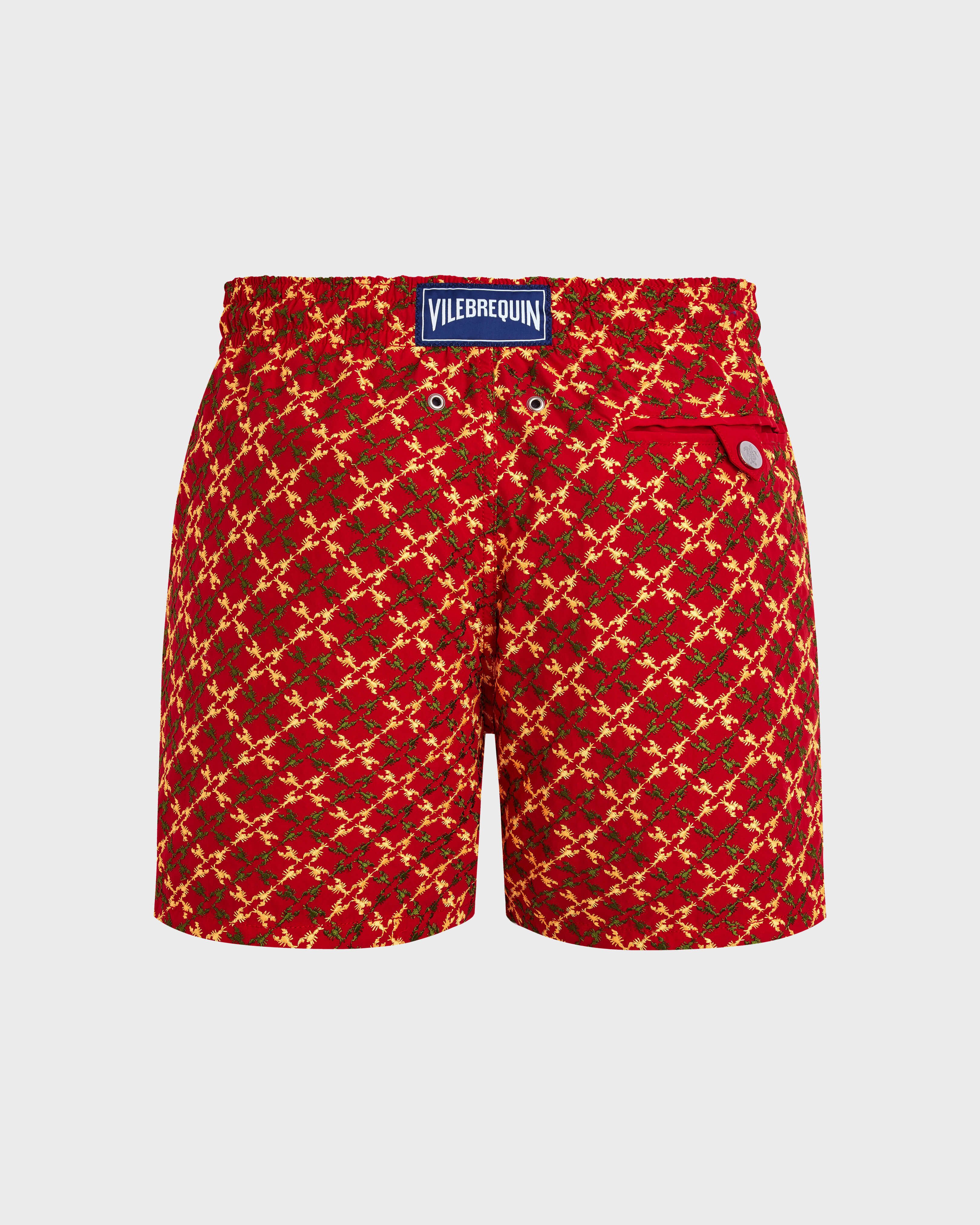 Men Swim Shorts Embroidered Homard Pixel - Limited Edition LIPSTICK back view
