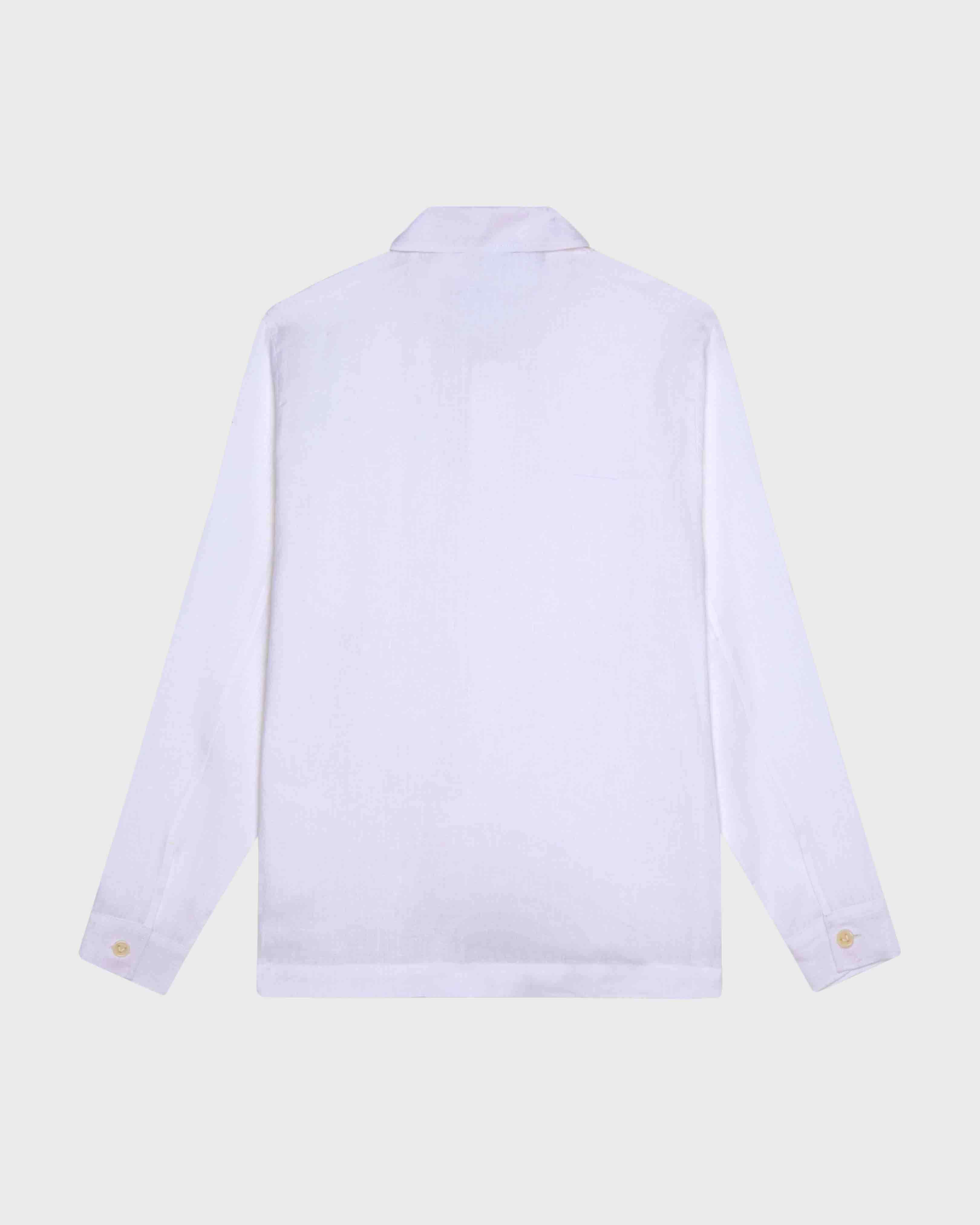Men Linen Solid Overshirt WHITE back view