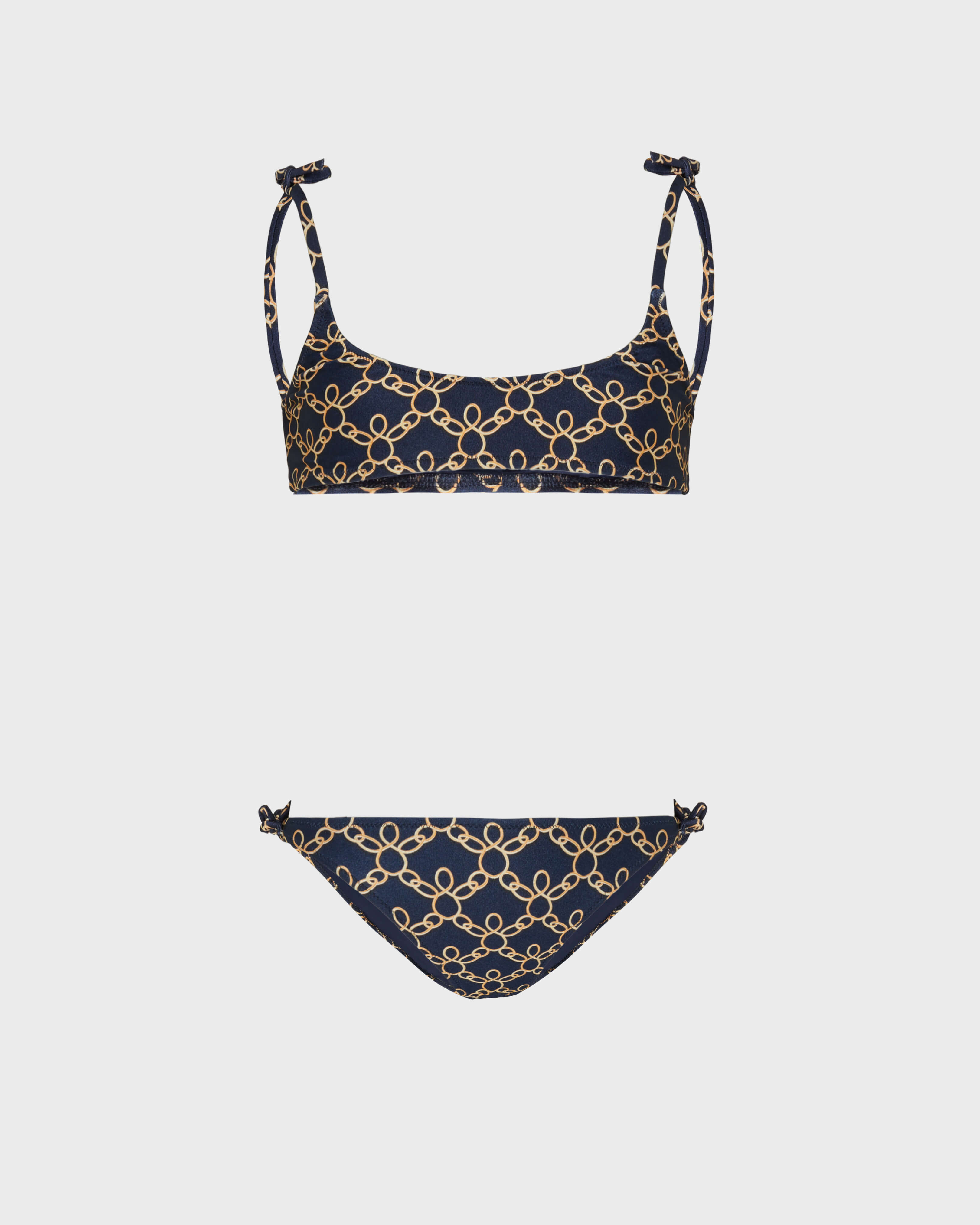 Girls Two pieces swimsuit Turtles Chain NAVY front view