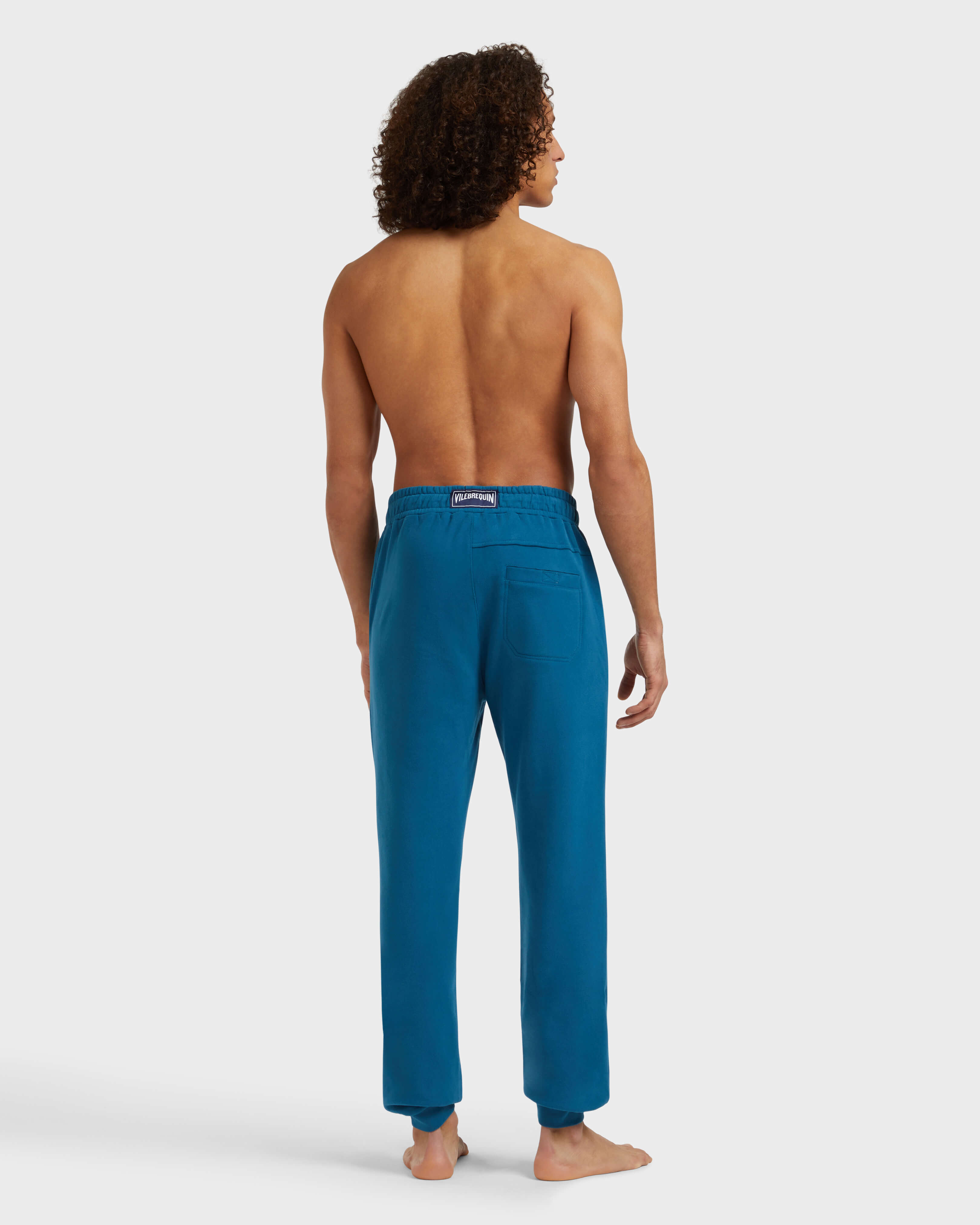 Men Jogger Cotton Pants Solid PEACOCK backworn view