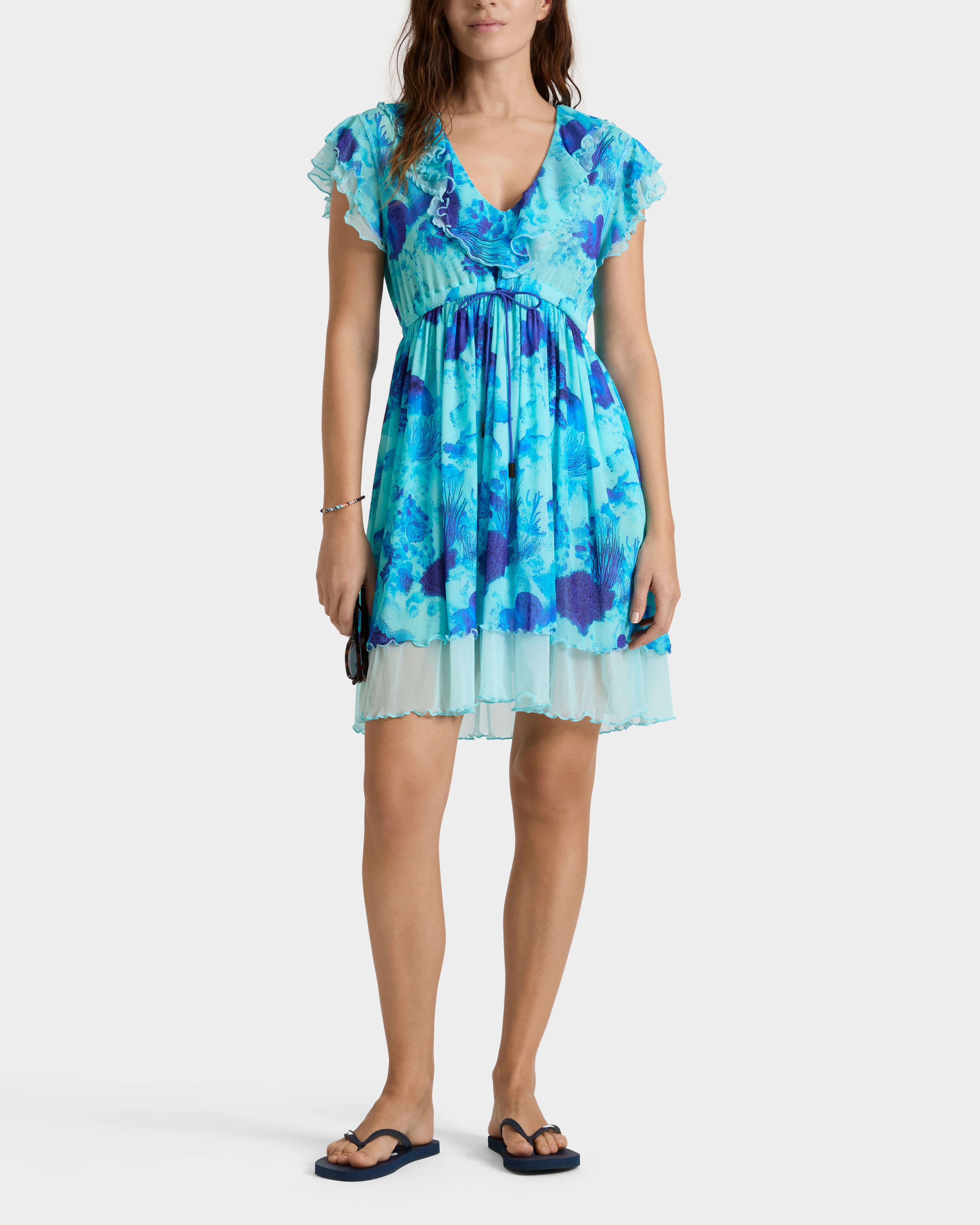 Vestito corto donna in tulle Coral Reef OXYGENE frontworn view