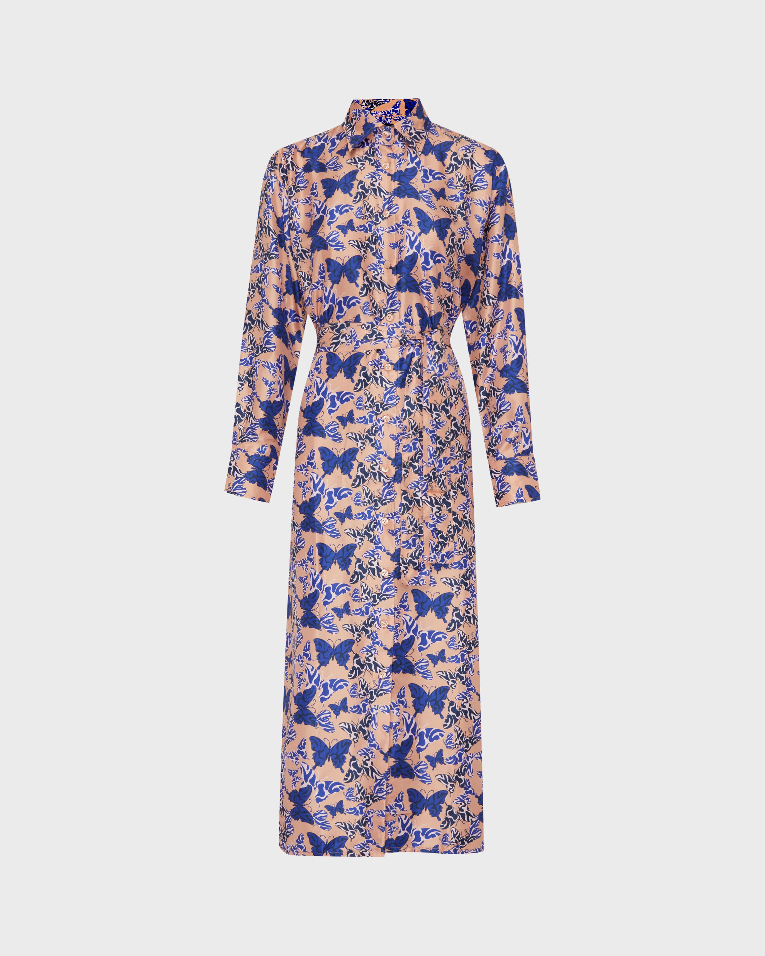 Women Silk Shirt dress BLUSH front view
