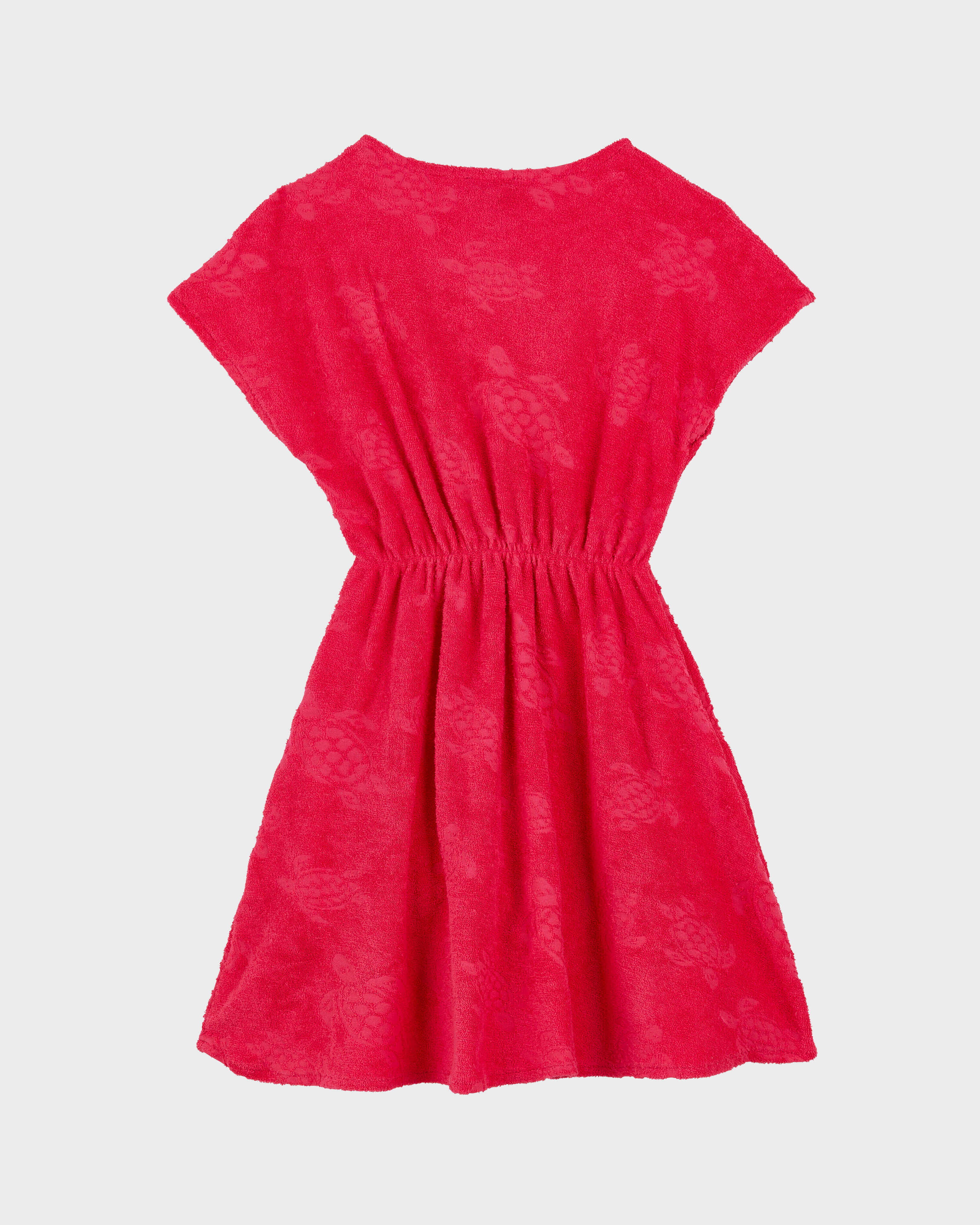 Girls Terry Dress Turtles Jacquard GOOSEBERRY RED back view