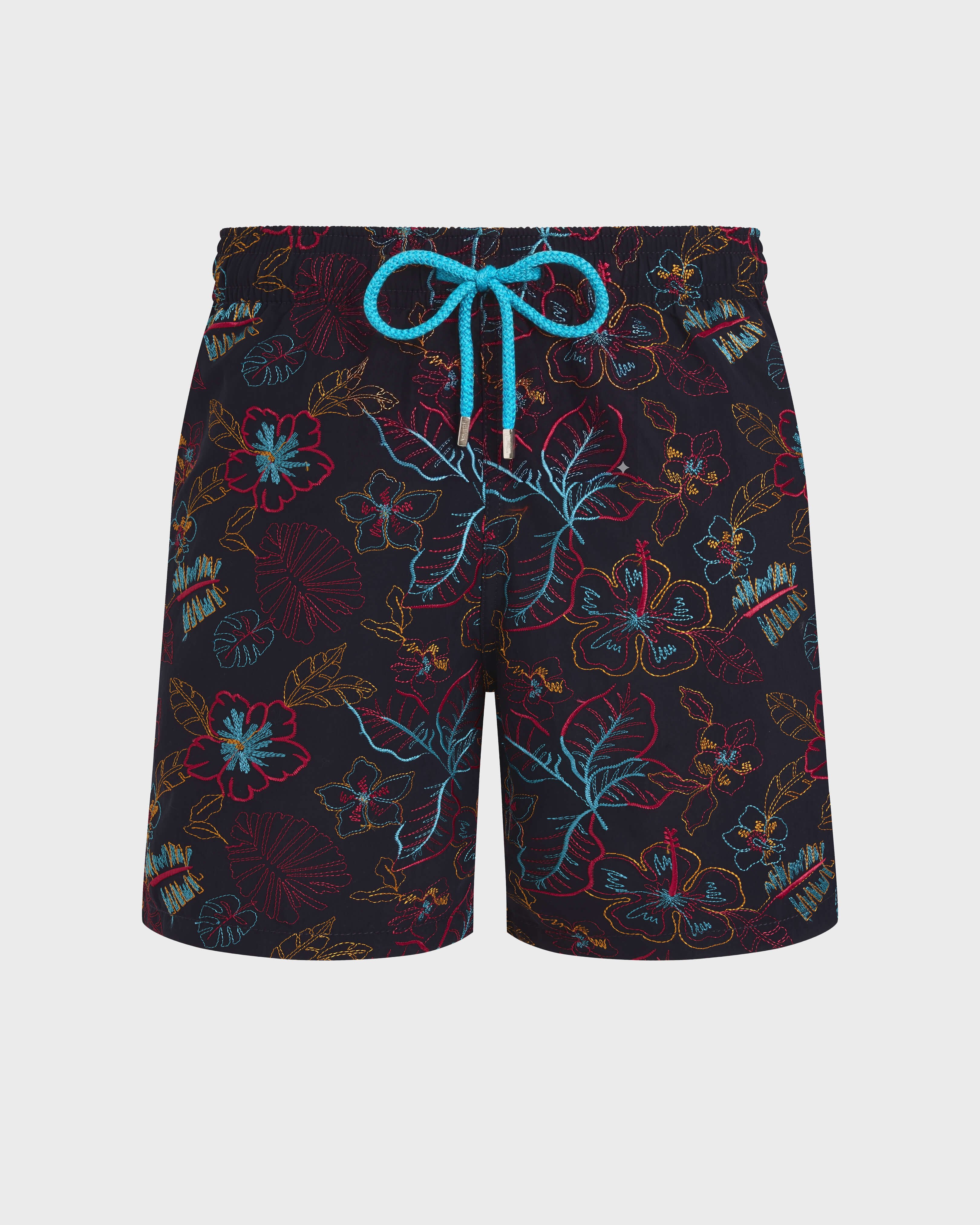 Bañador con bordado Island Flowers para hombre - Edición limitada AZUL MARINO front view