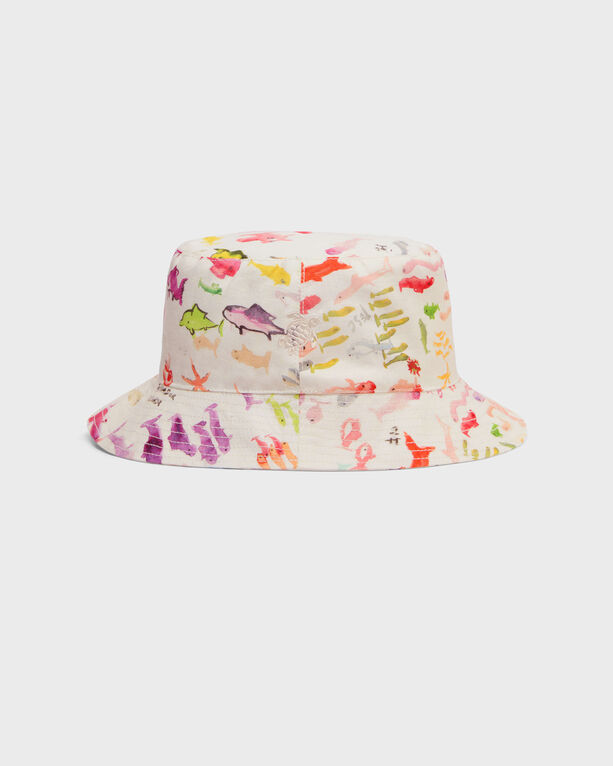 Vilebrequin - Linen Bucket Hat Pescador - Vilebrequin X Fabrice Hyber - Hat - Boheme - White - Size XS/S