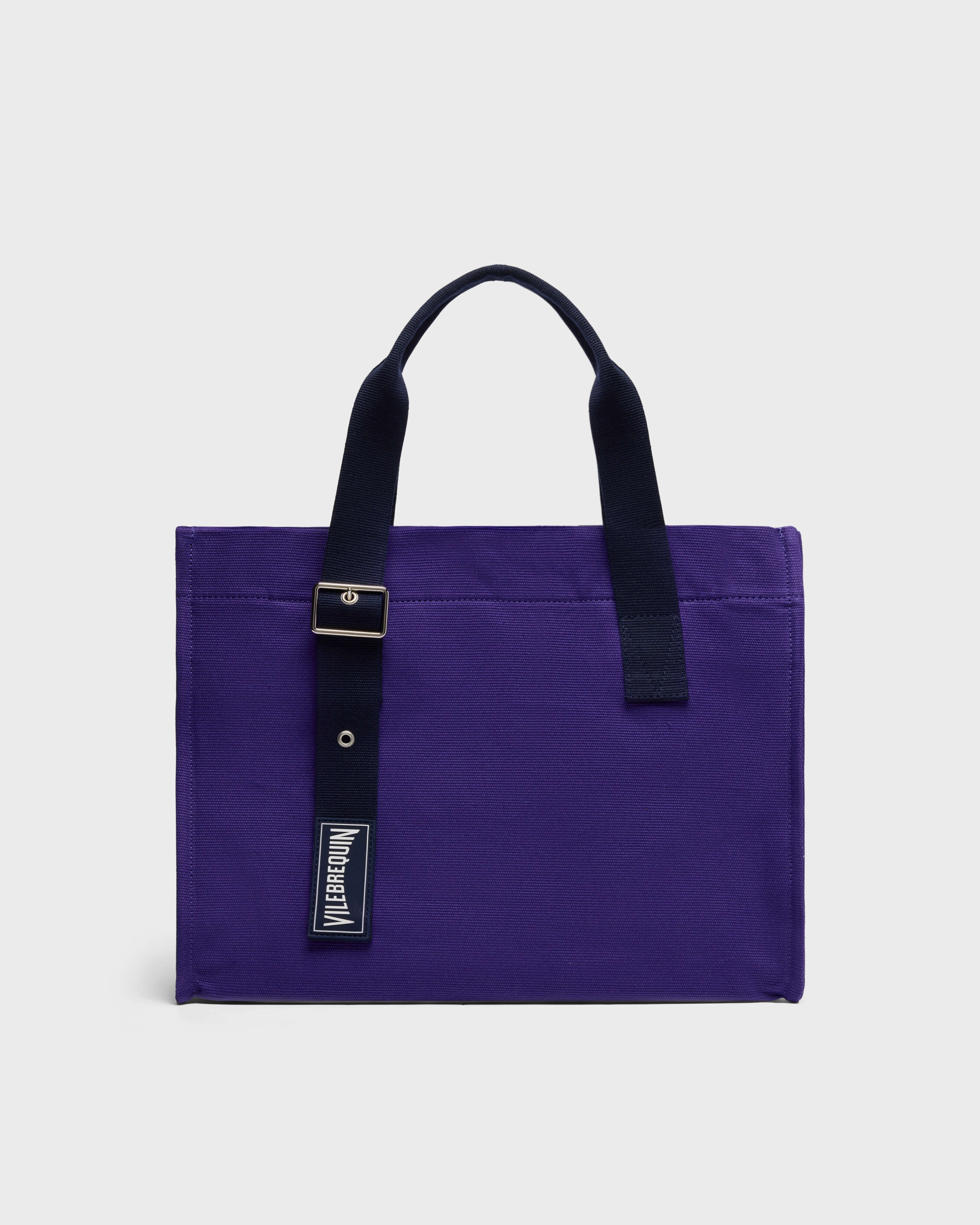 Sac de plage uni en coton medium VIOLETTE front view