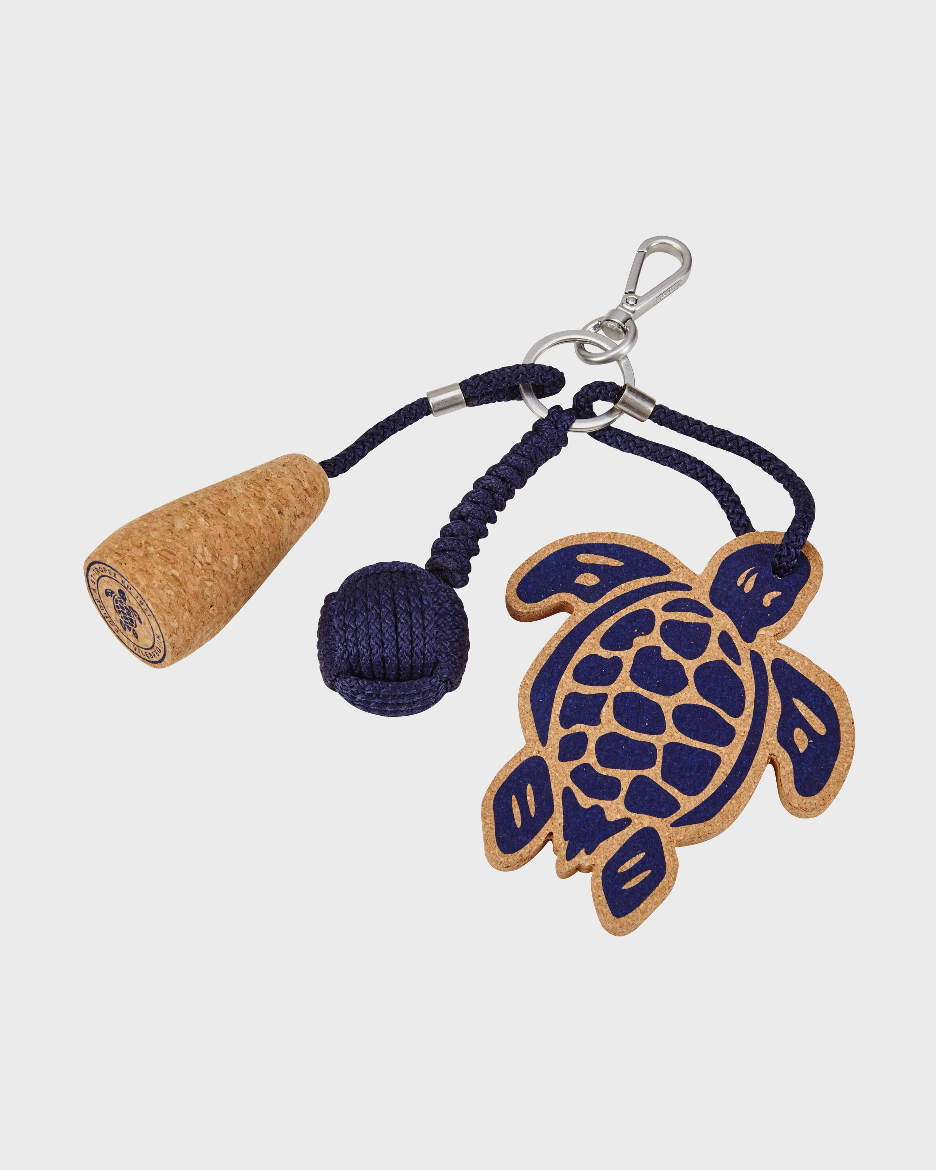Turtle Cork Keyring NAVY front view