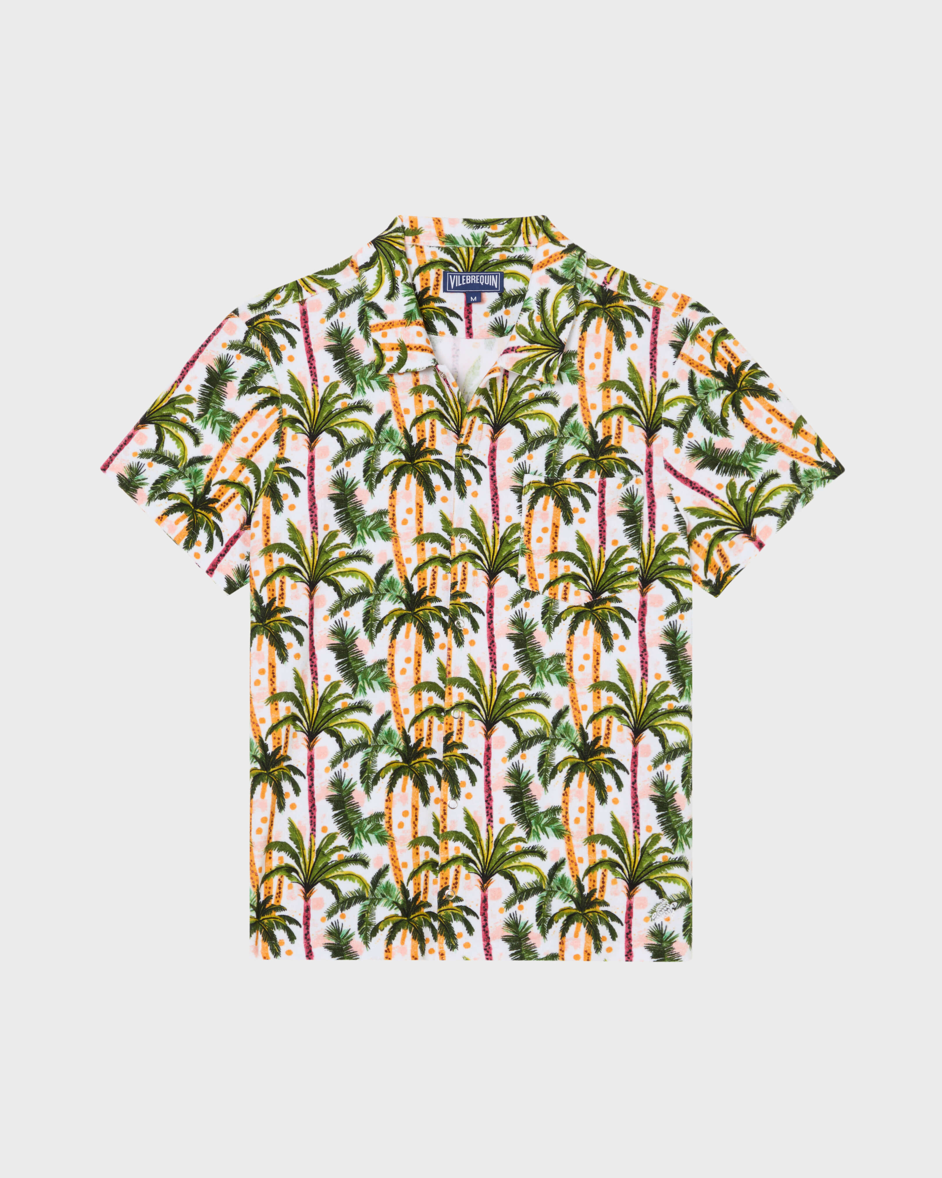 Men Terry Bowling Shirt Brazil Jungle WHITE front view