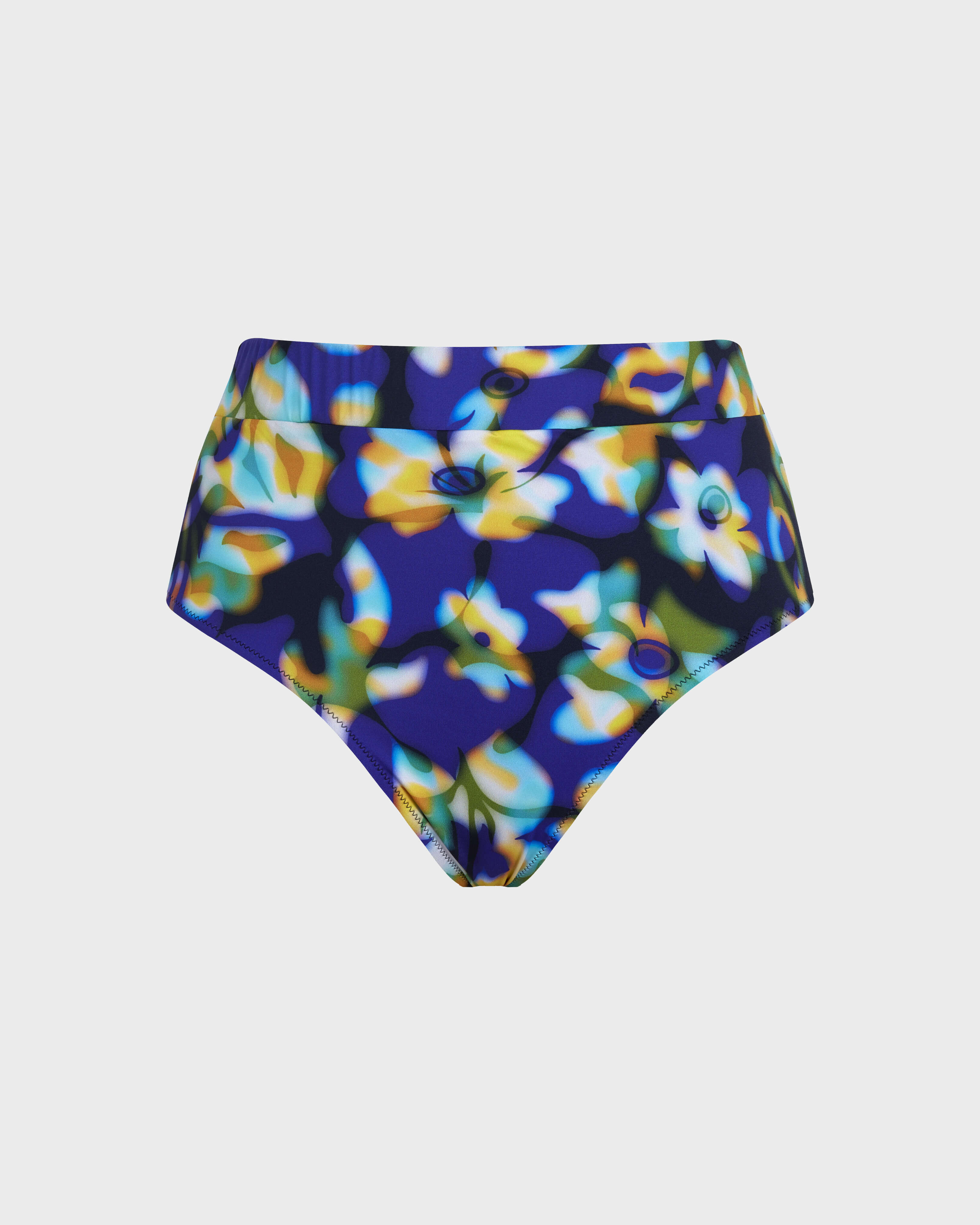 Bas de maillot de bain taille haute femme Frangipanier Trouble BLEU MARINE front view