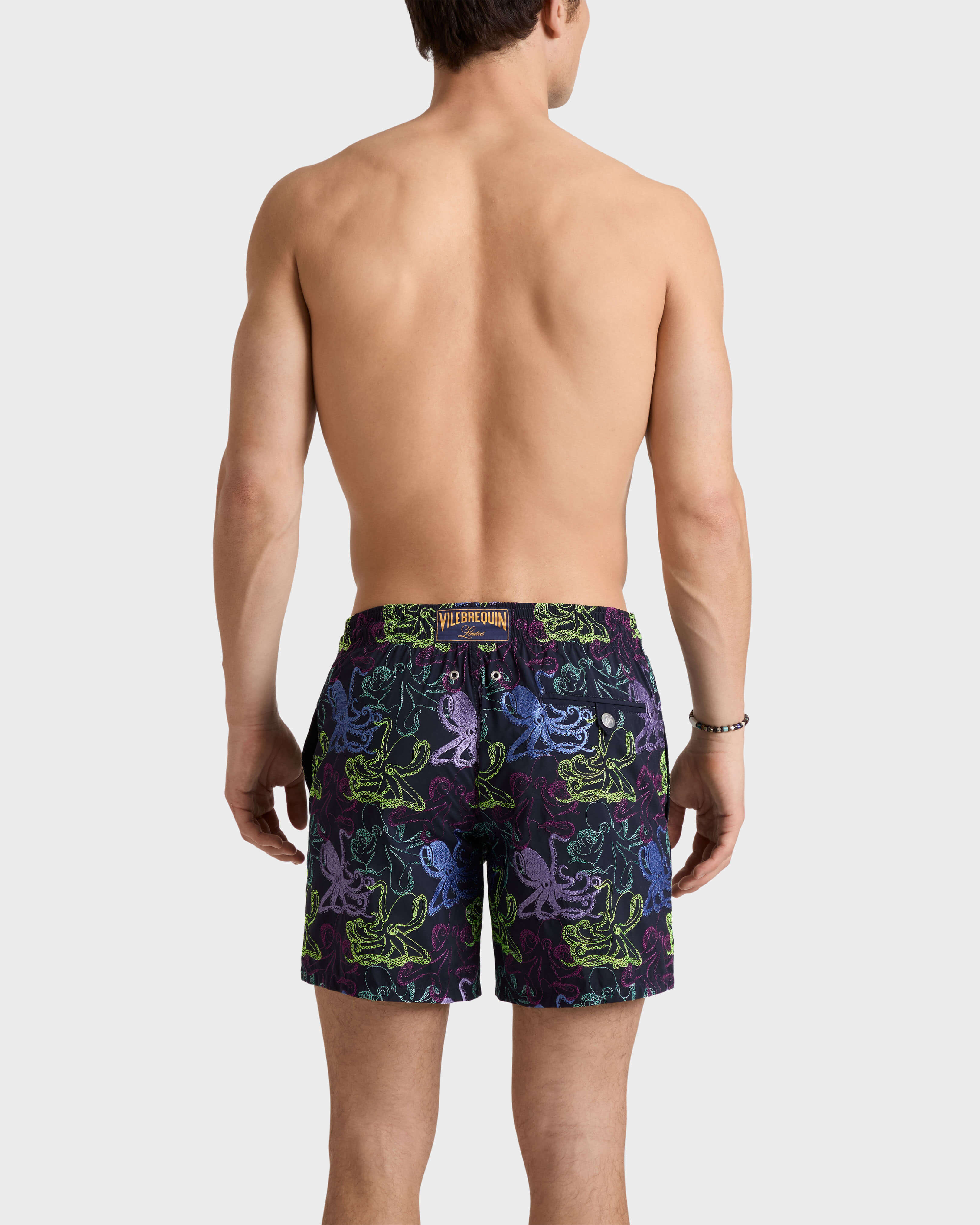 Pantaloncini mare uomo ricamati Octopussy - Edizione limitata BLU MARINE backworn view