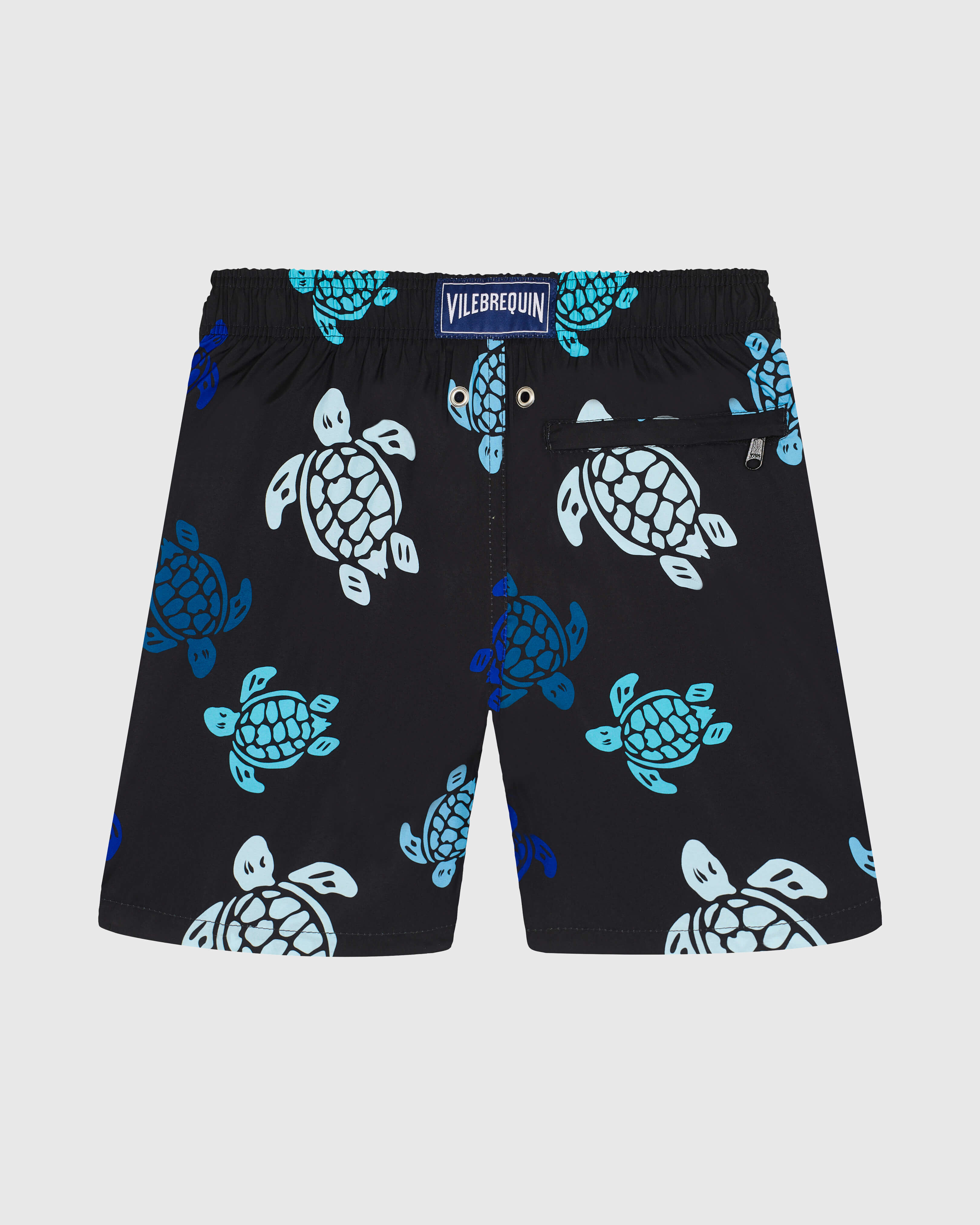 Boys Ultra-light and packable Swim Trunks Tortues Multicolores BLACK back view