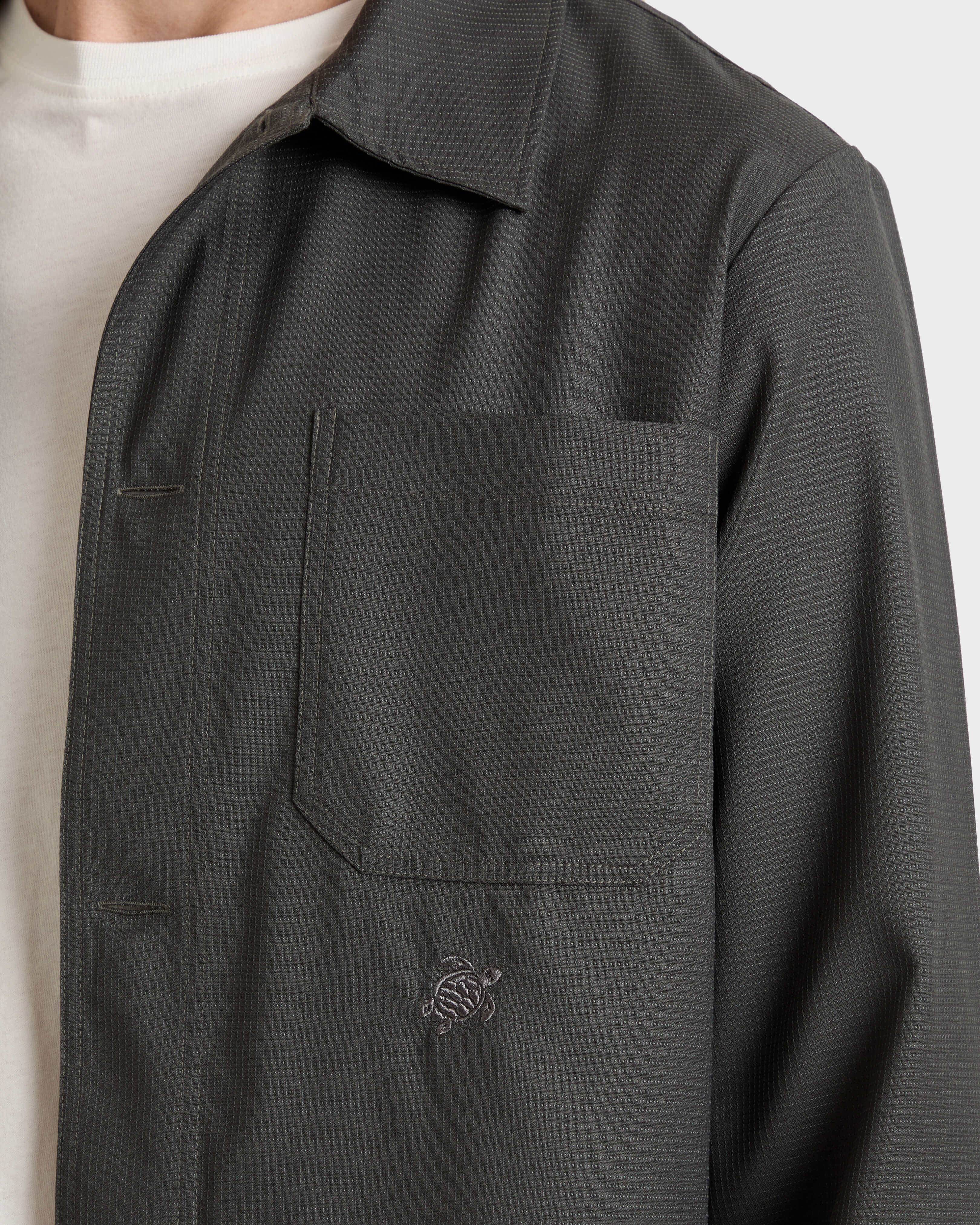 Sobrecamisa de lana con estampado Micro Carreaux para hombre CAQUI supp1 view