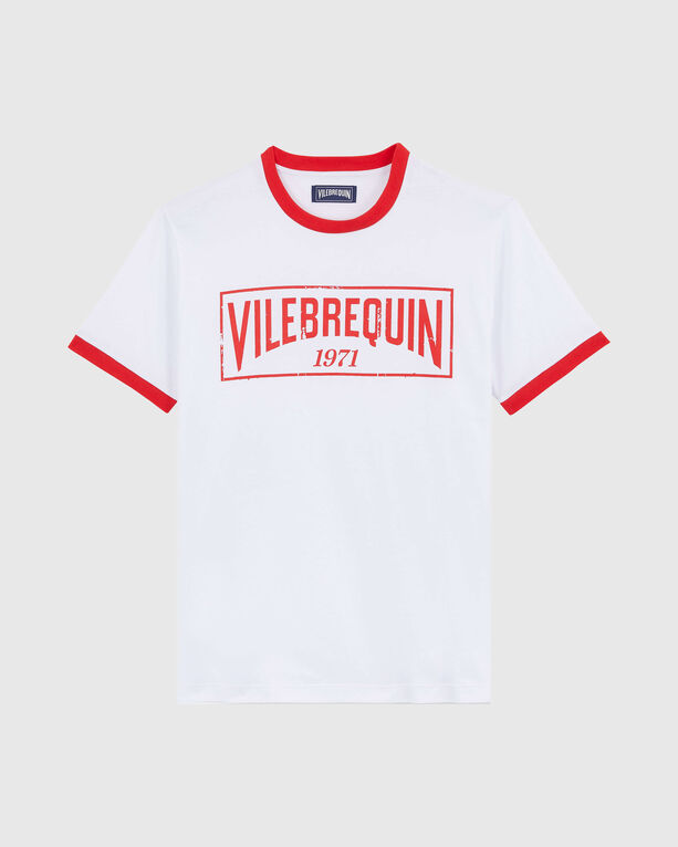 Vilebrequin - Men Cotton Light Jersey T-shirt Bicolor Logo - Tee Shirt - Portisol - Red - Size S