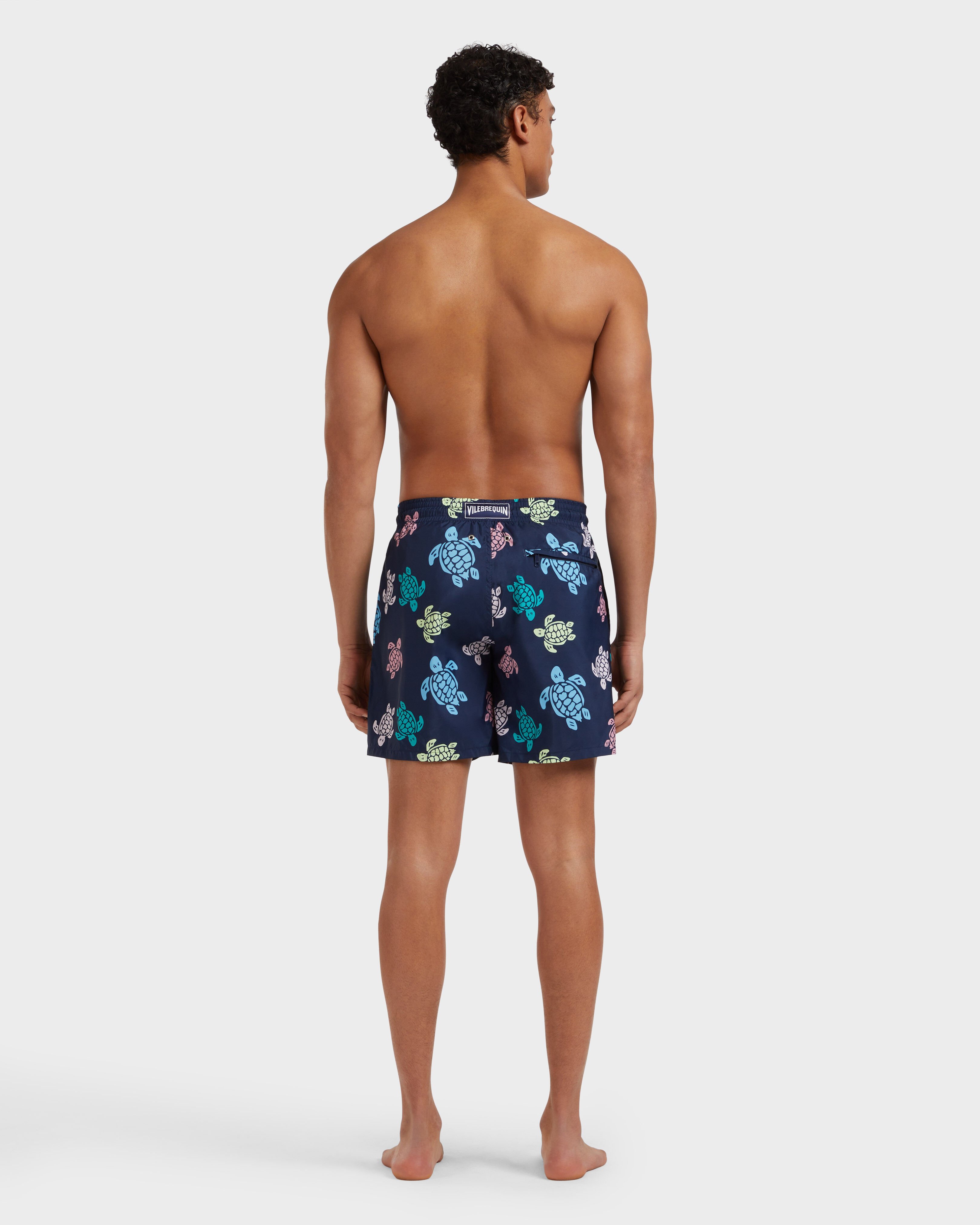 Men Ultra-light and packable Swim Shorts Tortues Multicolores NAVY backworn view