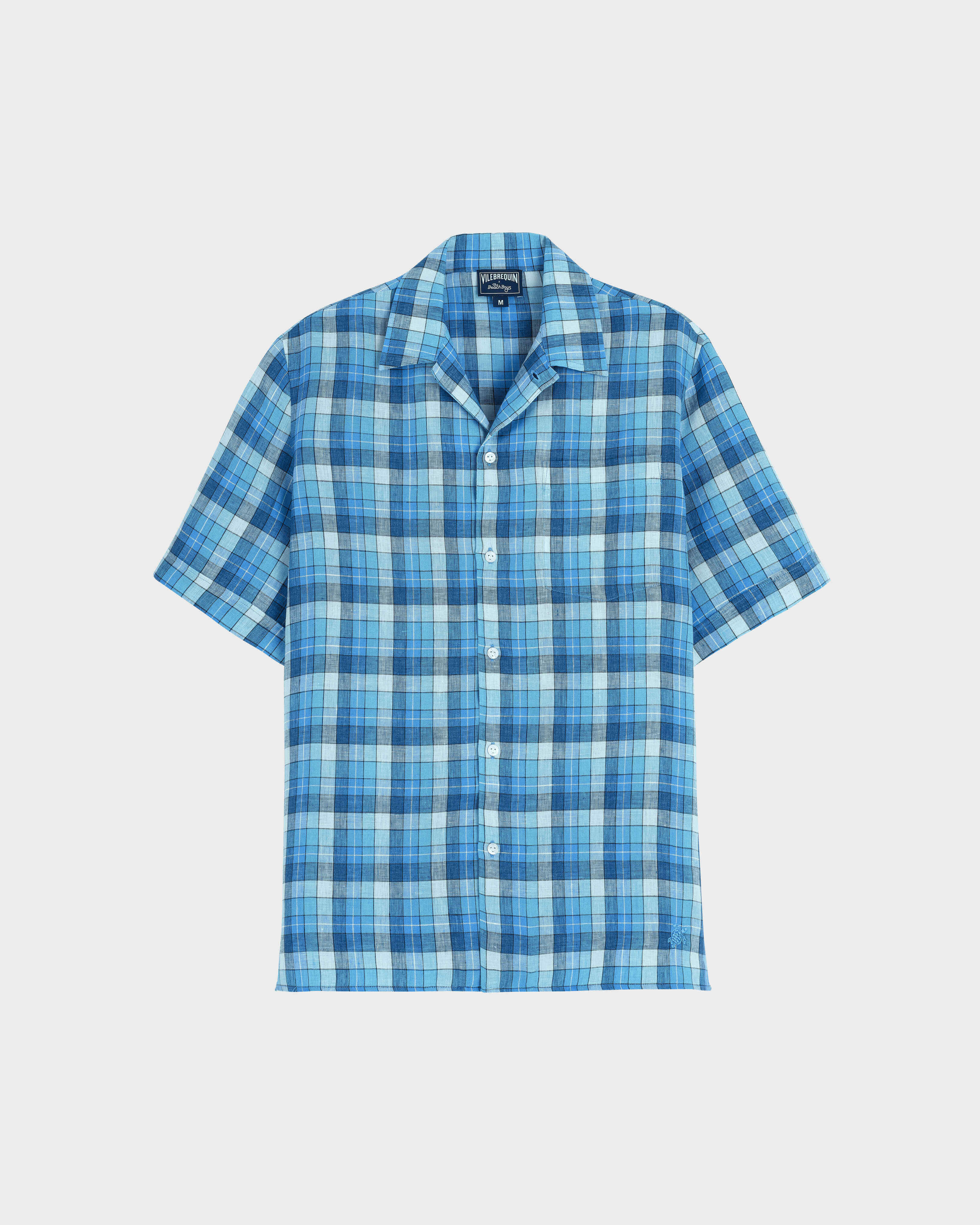 Kariertes Bowling-Hemd für Herren – Vilebrequin x The Beach Boys MARINEBLAU front view
