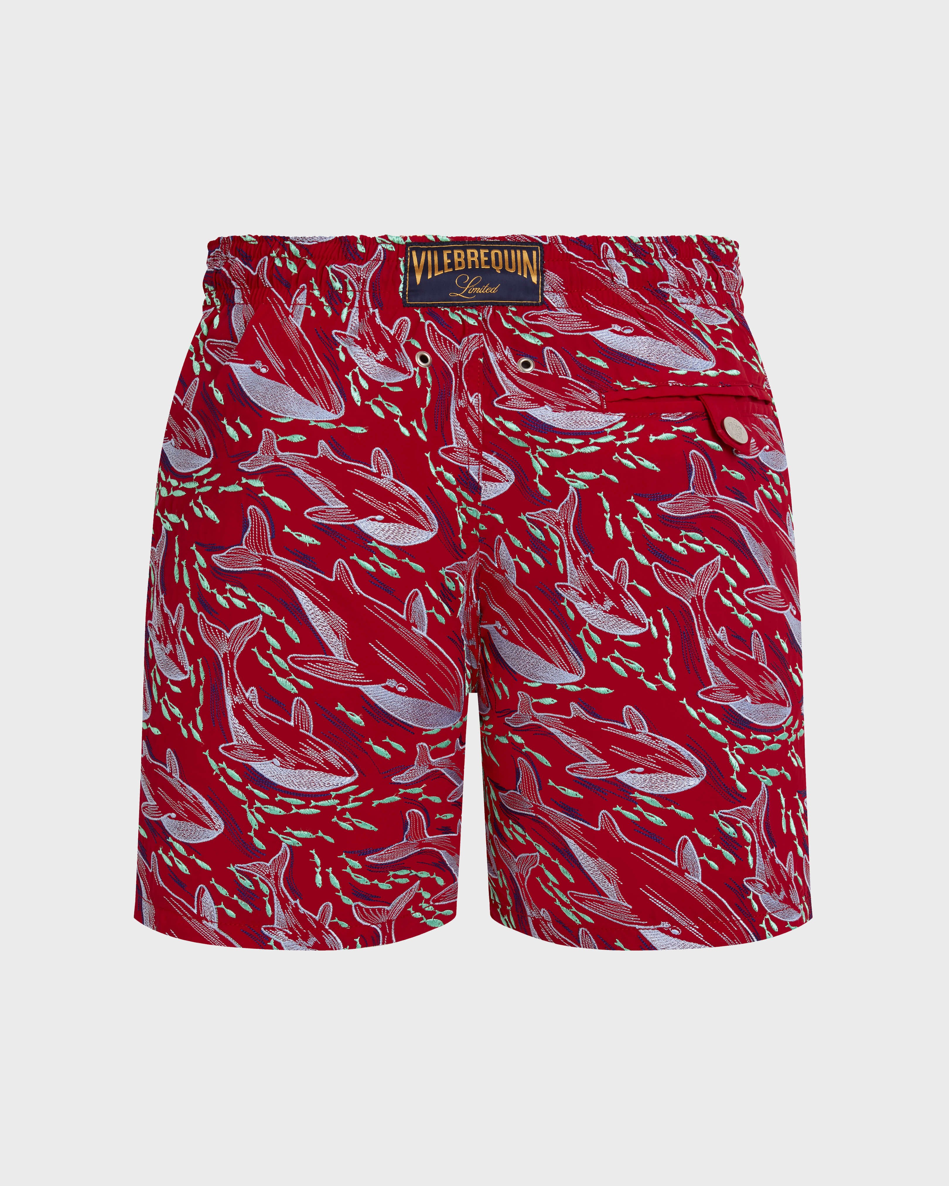 Bañador con bordado Whales Offset para hombre - Edición limitada LIPSTICK back view