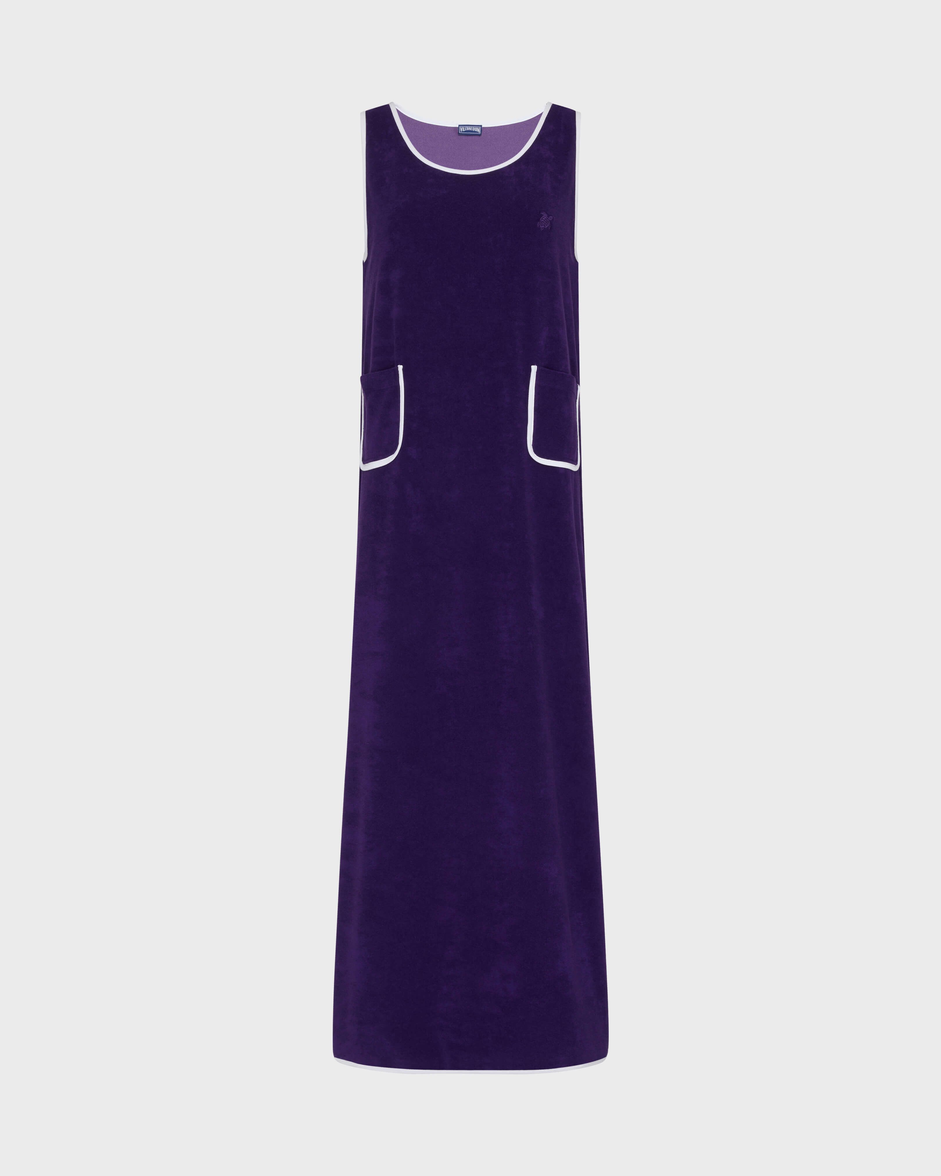 Women Terry Long Tank Dress Solid VIOLETTE front view