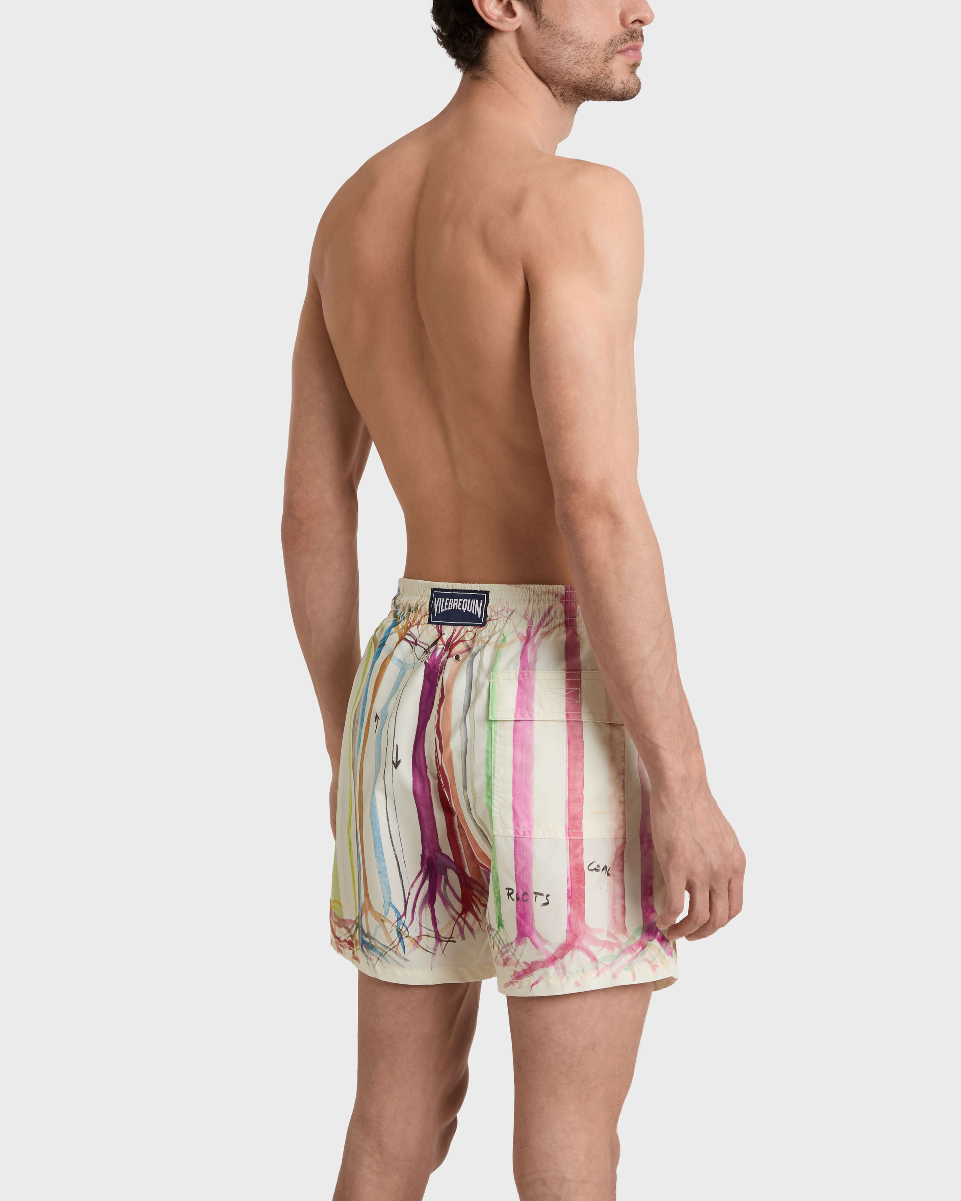 Men Swim Shorts Trees - Vilebrequin x Fabrice Hyber PAPIER backworn view