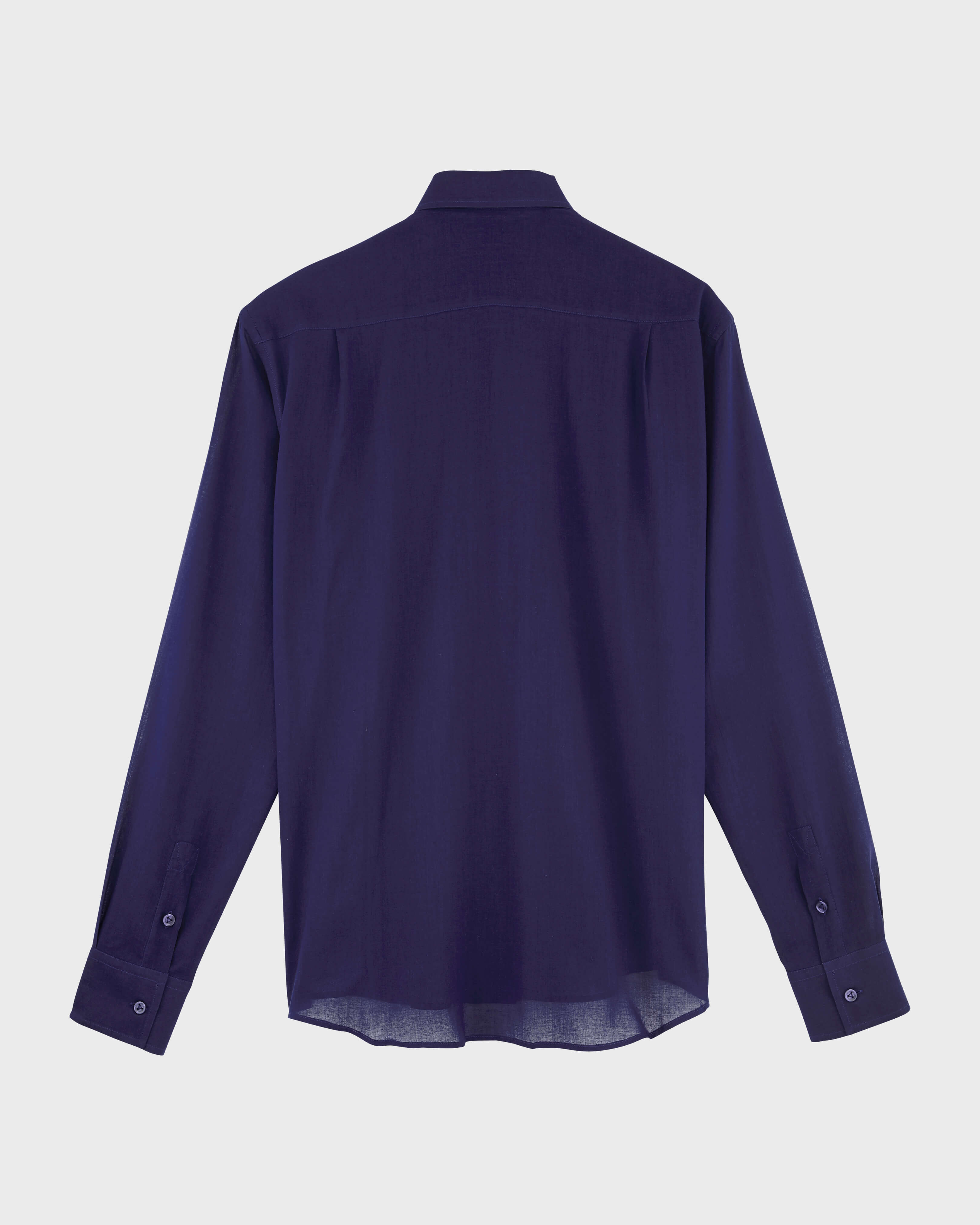 Chemise légère en voile de coton unisexe unie BLEU MARINE back view