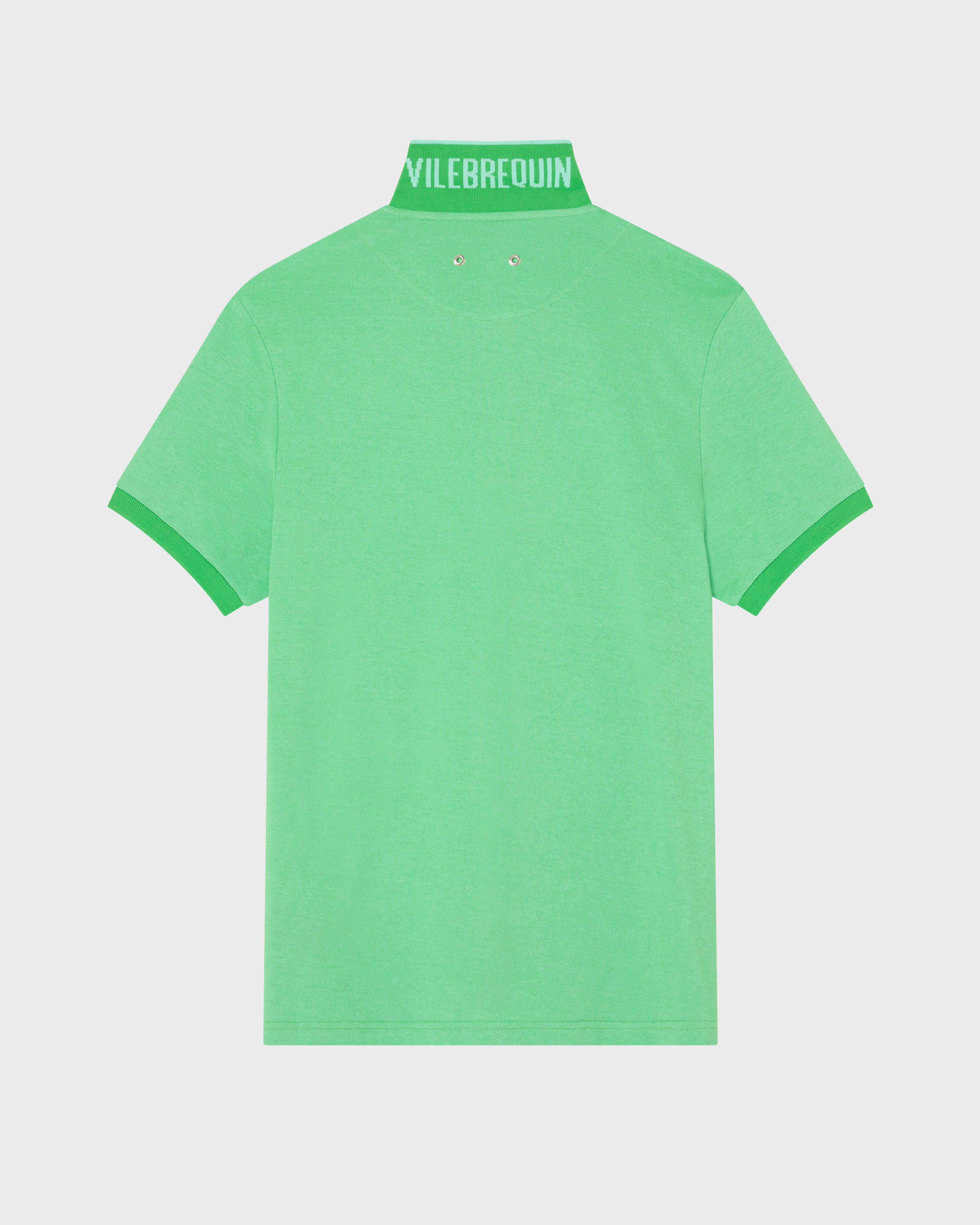 Polo de algodón de color liso cambiante para hombre CARIBBEAN back view
