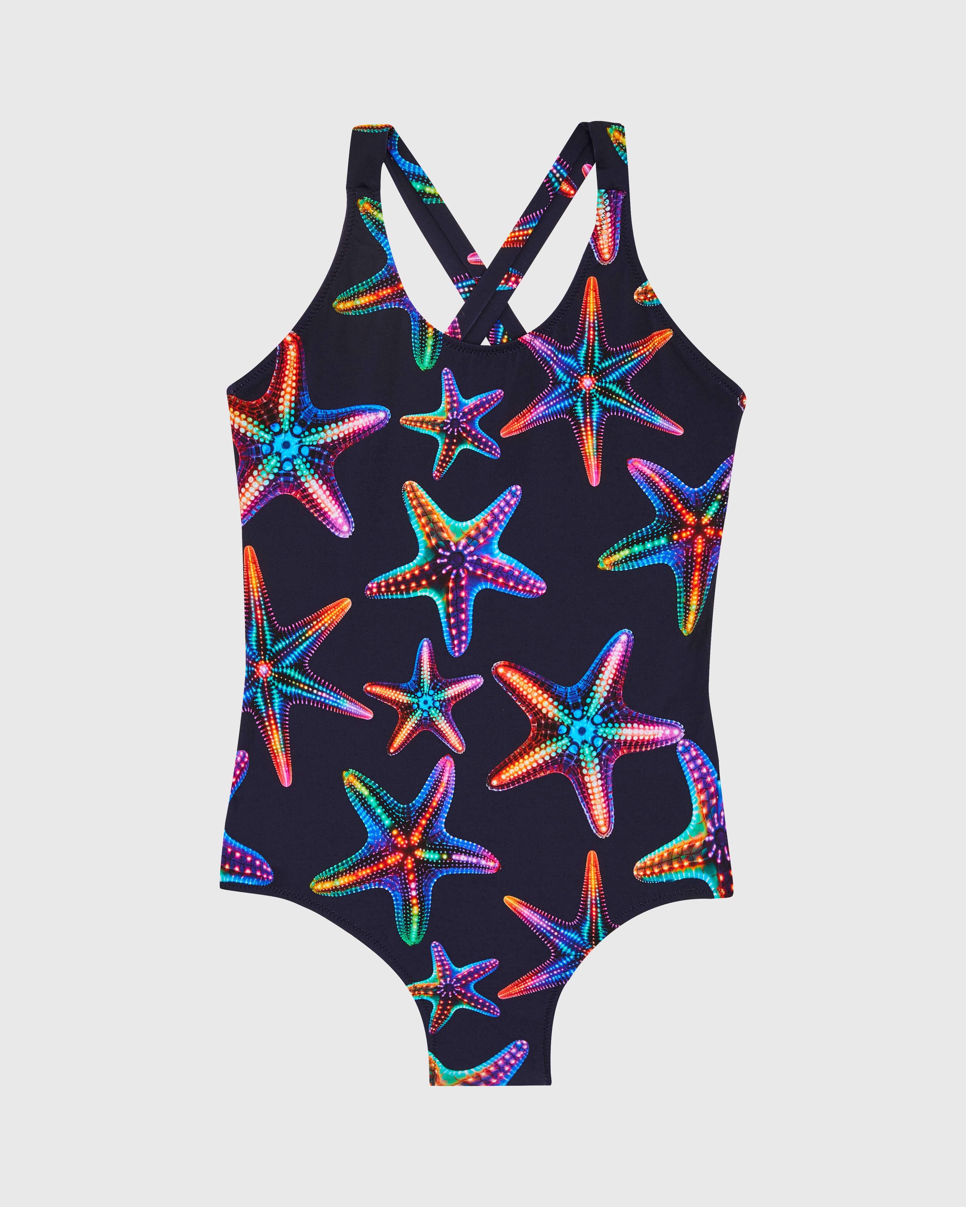 Girls One-piece Swimsuit Disco Stars NAVY front view