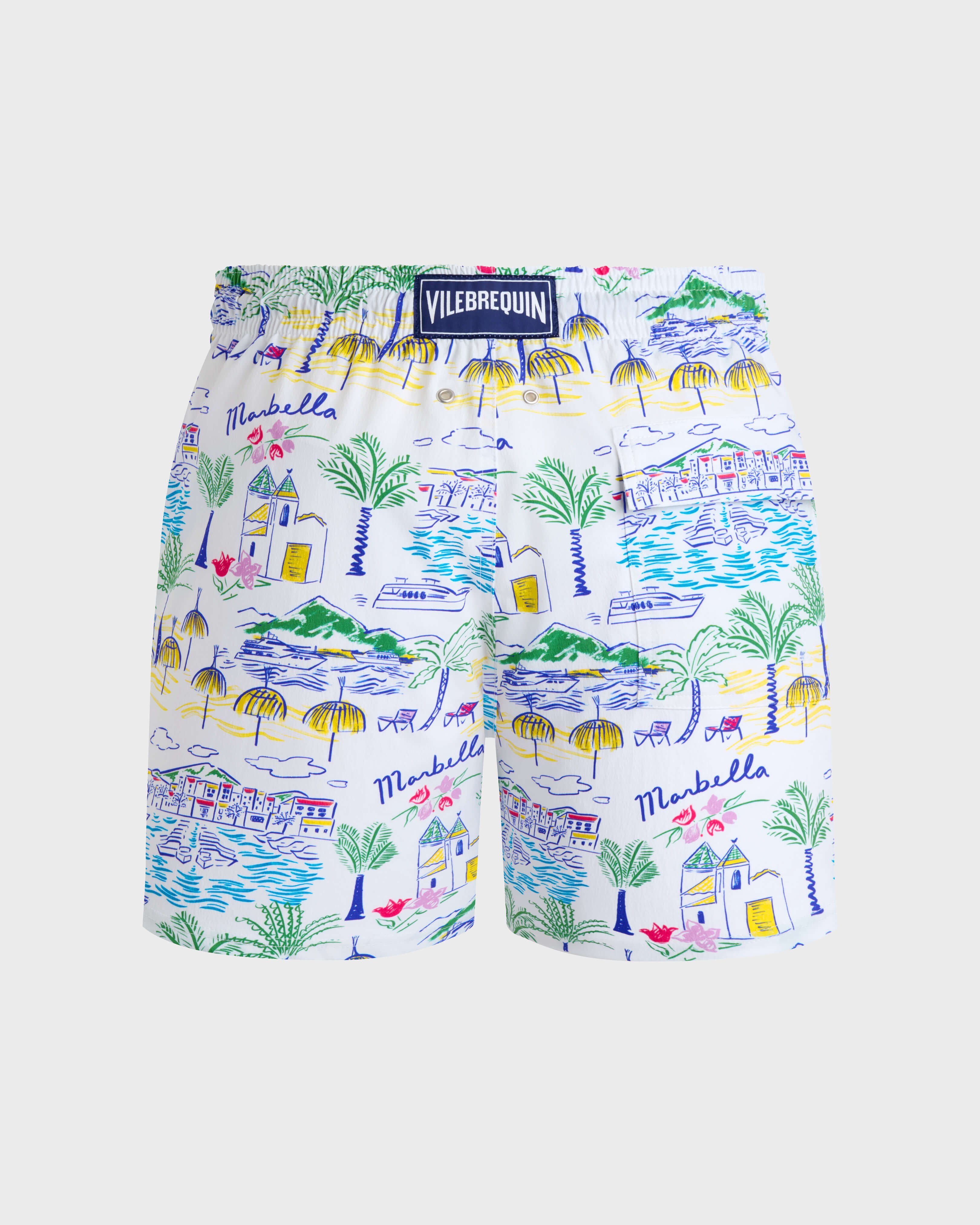 Kurze Marbella Stretch-Badeshorts für Herren WEISS back view