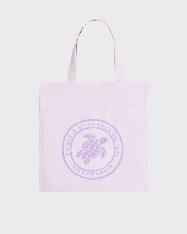 Vilebrequin - Linen Mineral Dye Tote Bag Tortue - Bags - Babel - Purple - Size OSFA