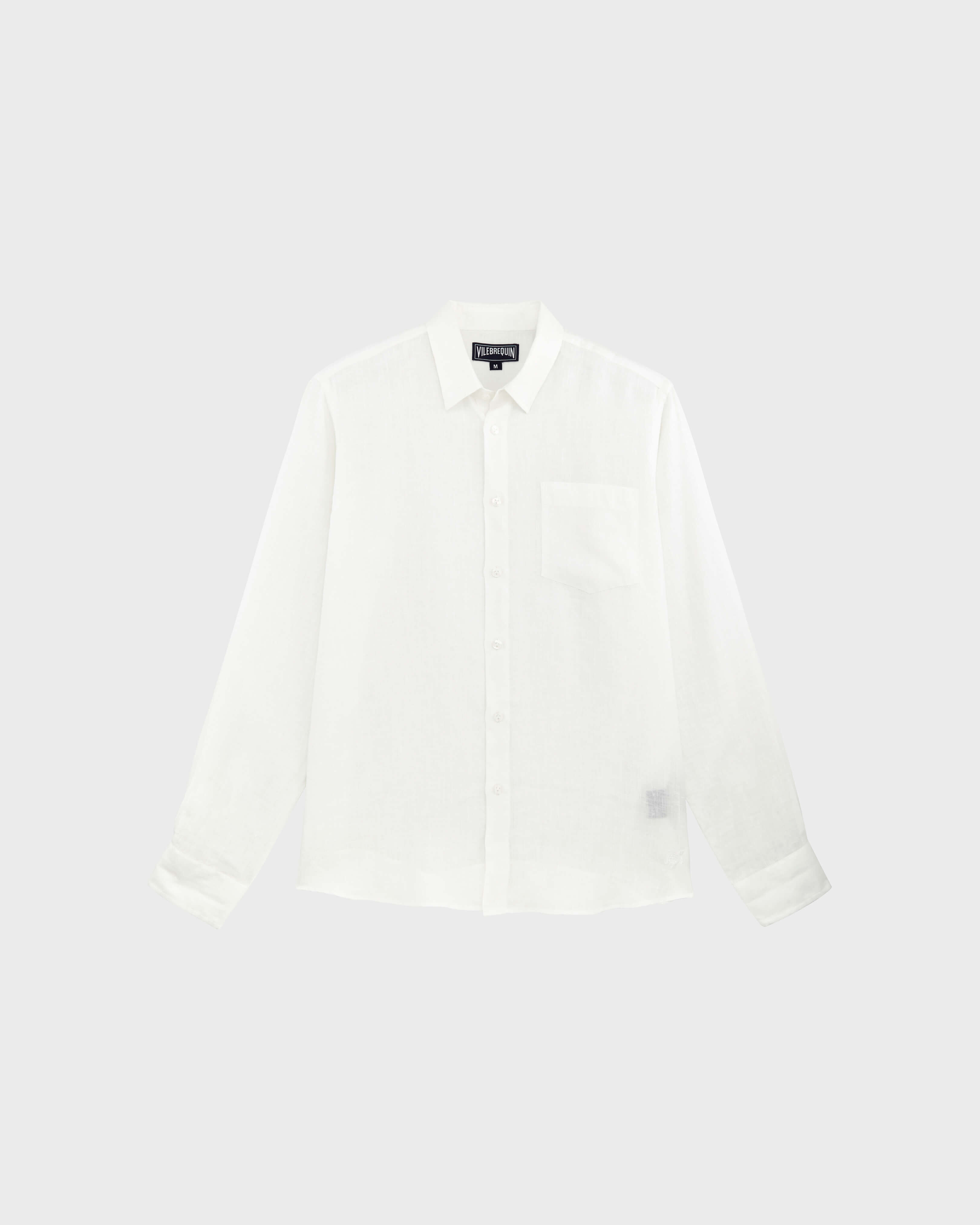 Men Linen Shirt Solid WHITE front view