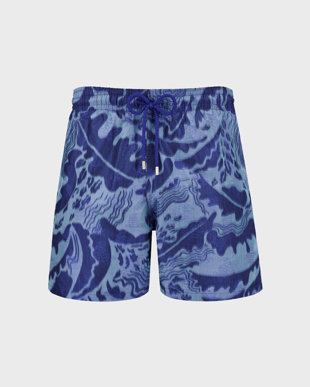 Vilebrequin - Men Silk Swim Shorts Vagues - Vilebrequin X Maison Bucol - Swimwear - Moopea - Blue - Size M