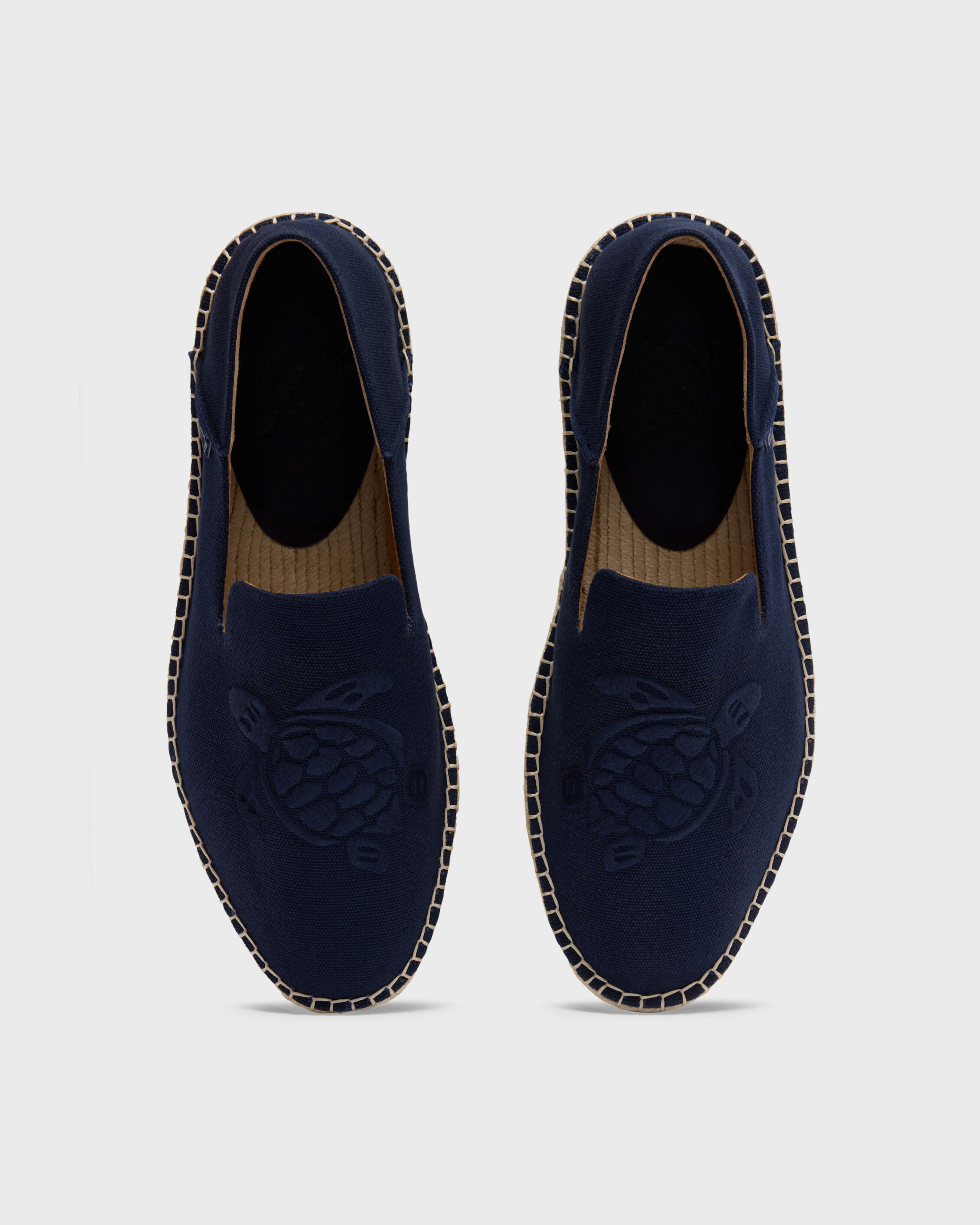 Men Canvas Boat Shoes Solid NAVY back view