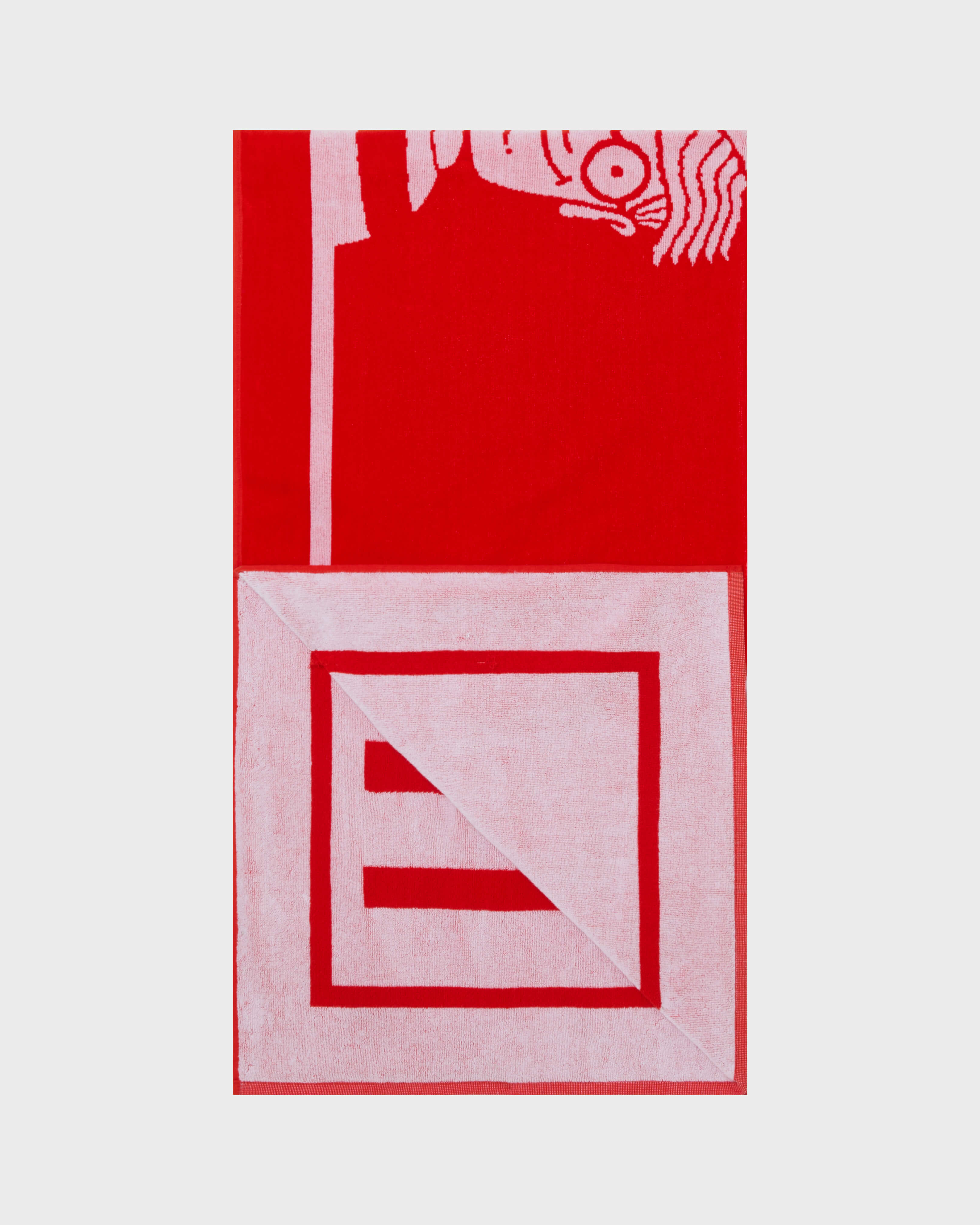 Cotton Jacquard Beach Towel - Vilebrequin x Where's Wally? POPPY RED look1 view