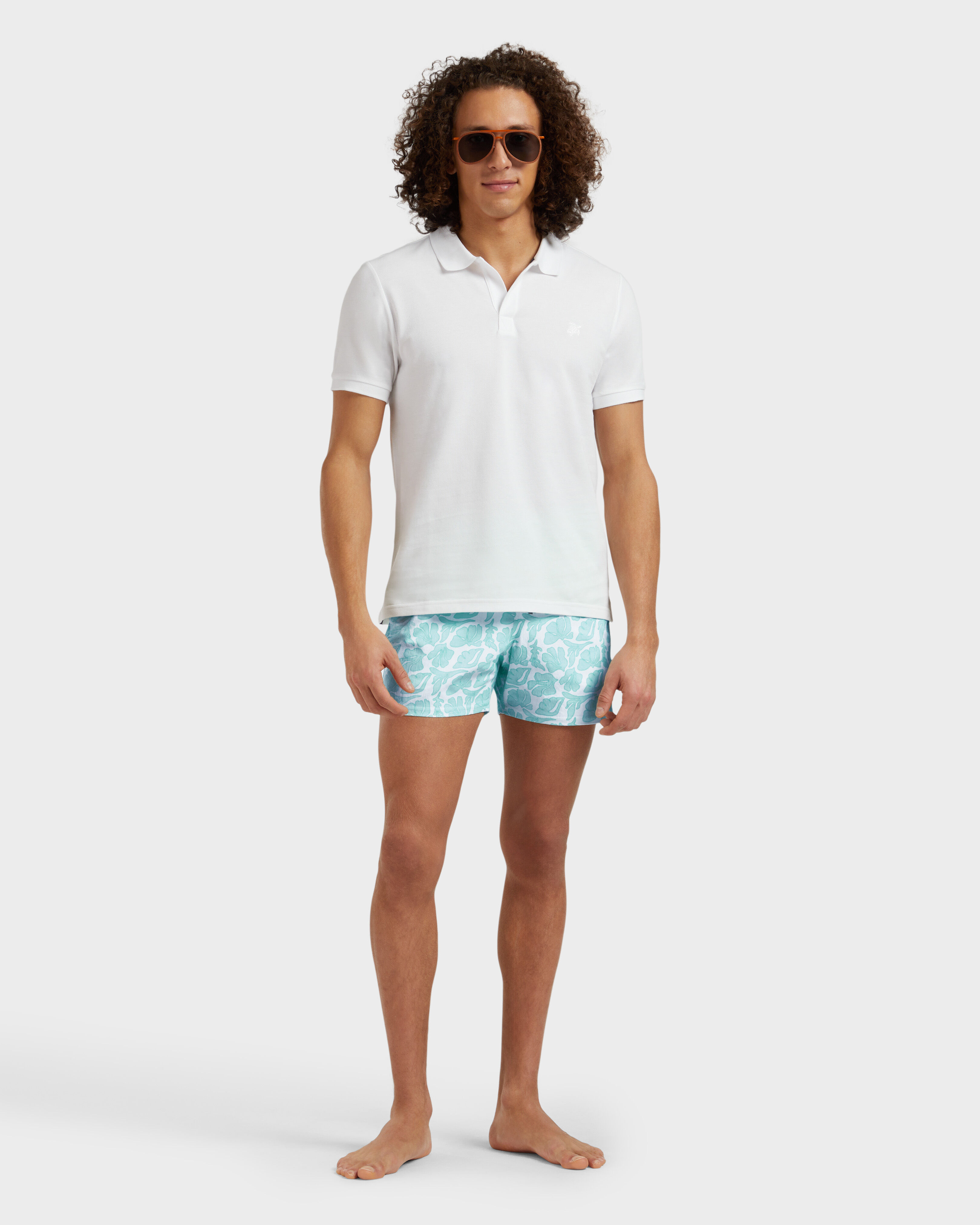 Men Stretch Short Swim Shorts Seashells WHITE supp1 view