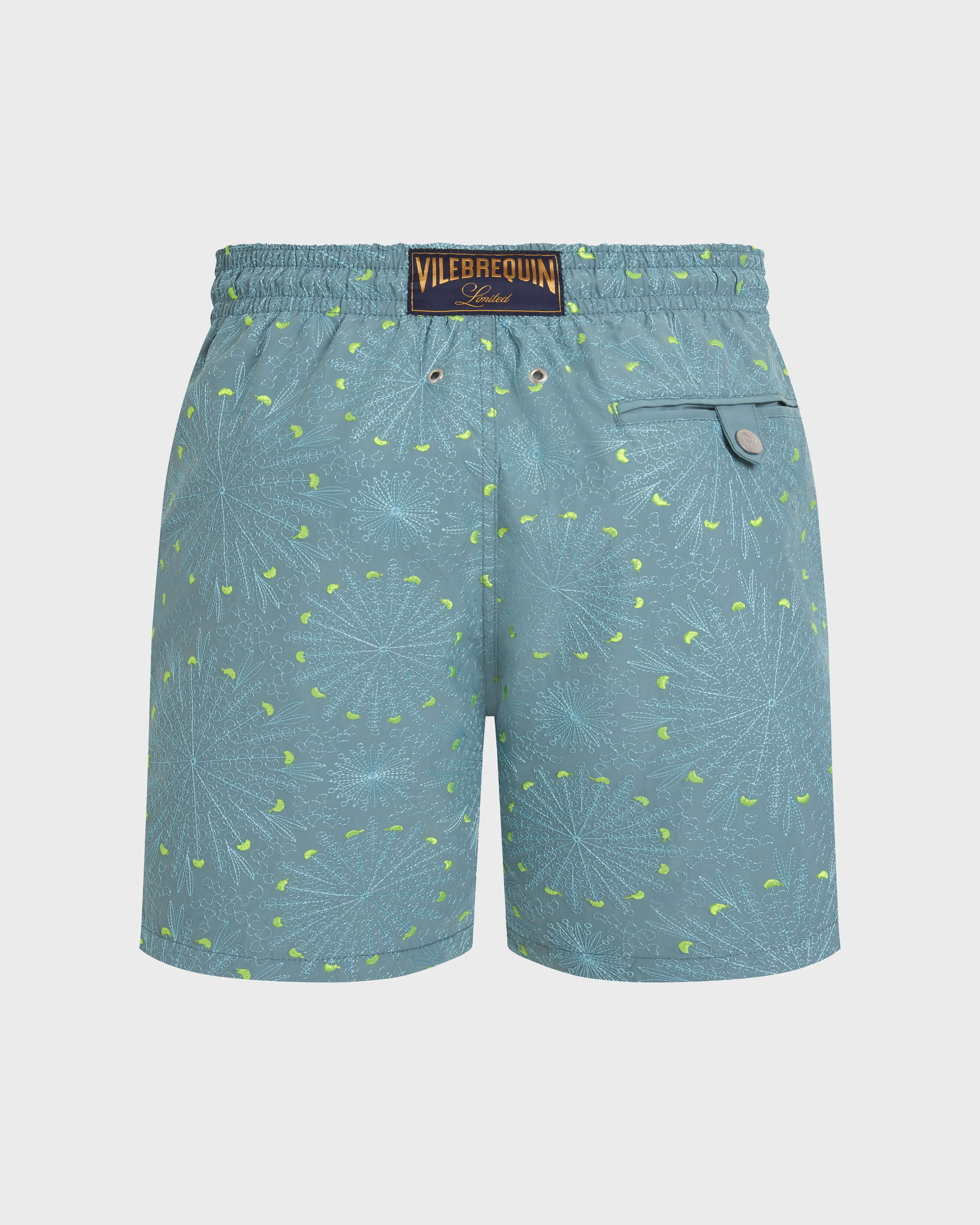 Men Embroidered Swim Shorts Mosaic Urchin - Limited Edition MINERAL BLUE back view