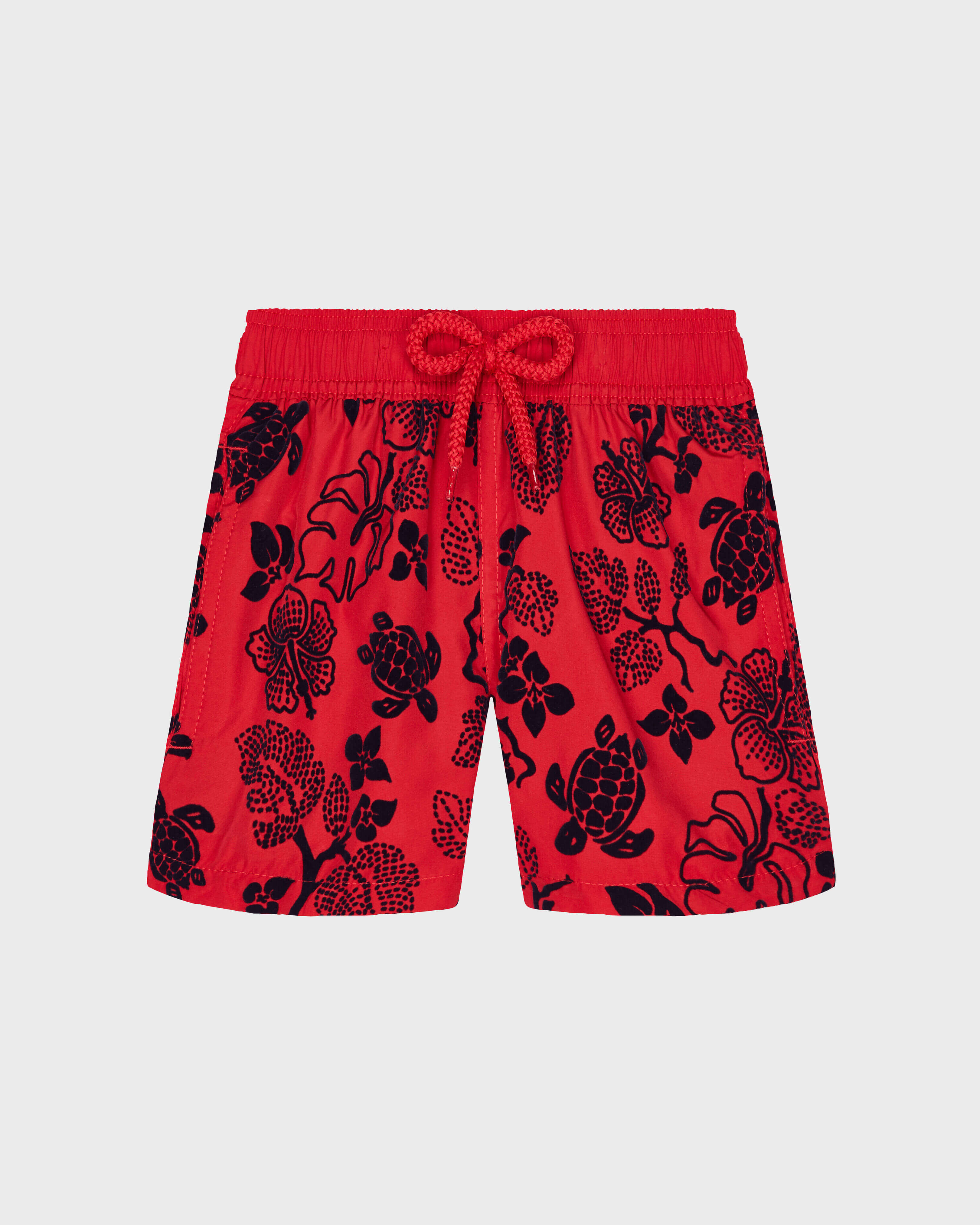 Boys Swim Shorts Ultra-light and Packable Natural Turtles Flocked PEPPERS front view