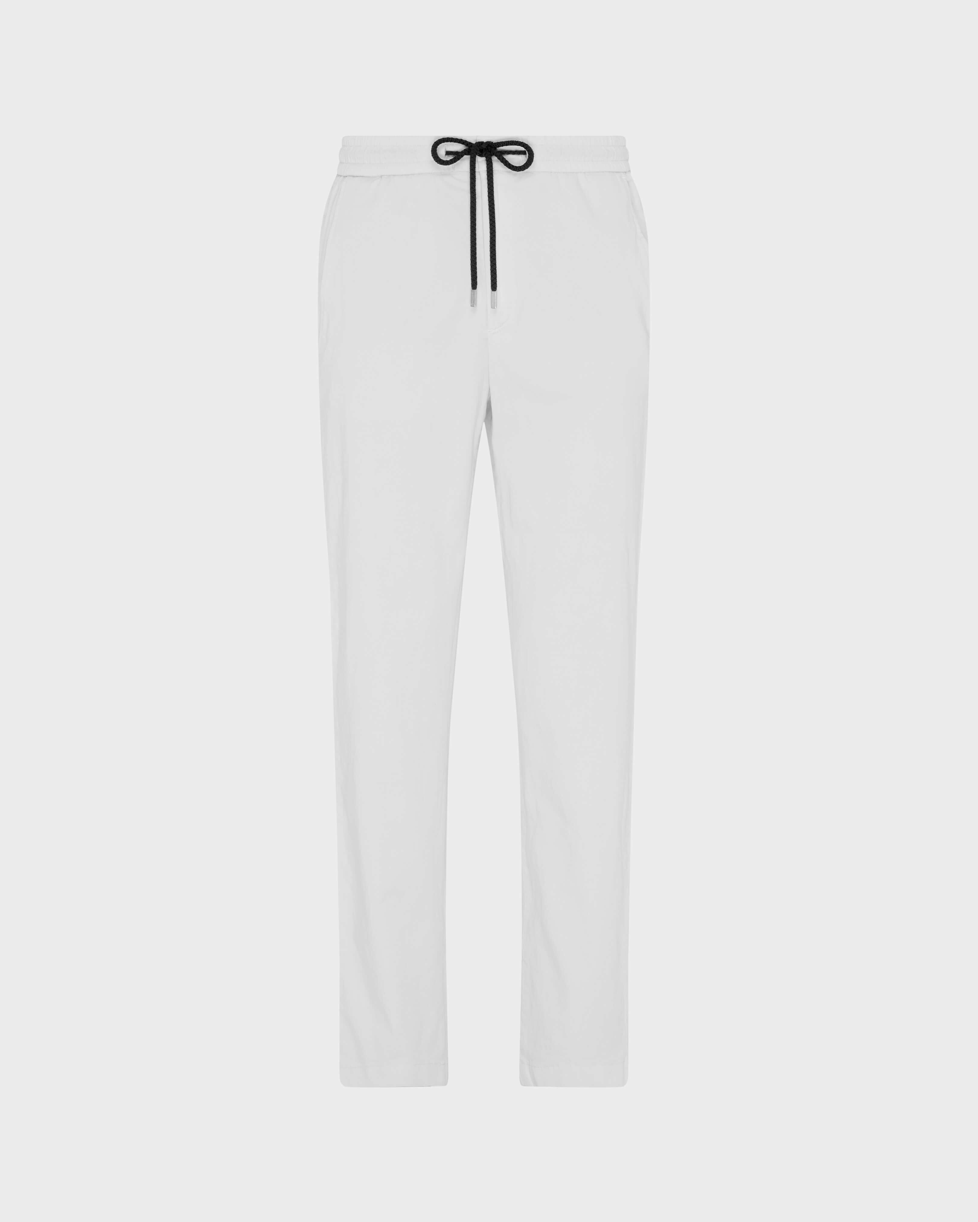 Pantalon en coton satin homme uni BLANC front view