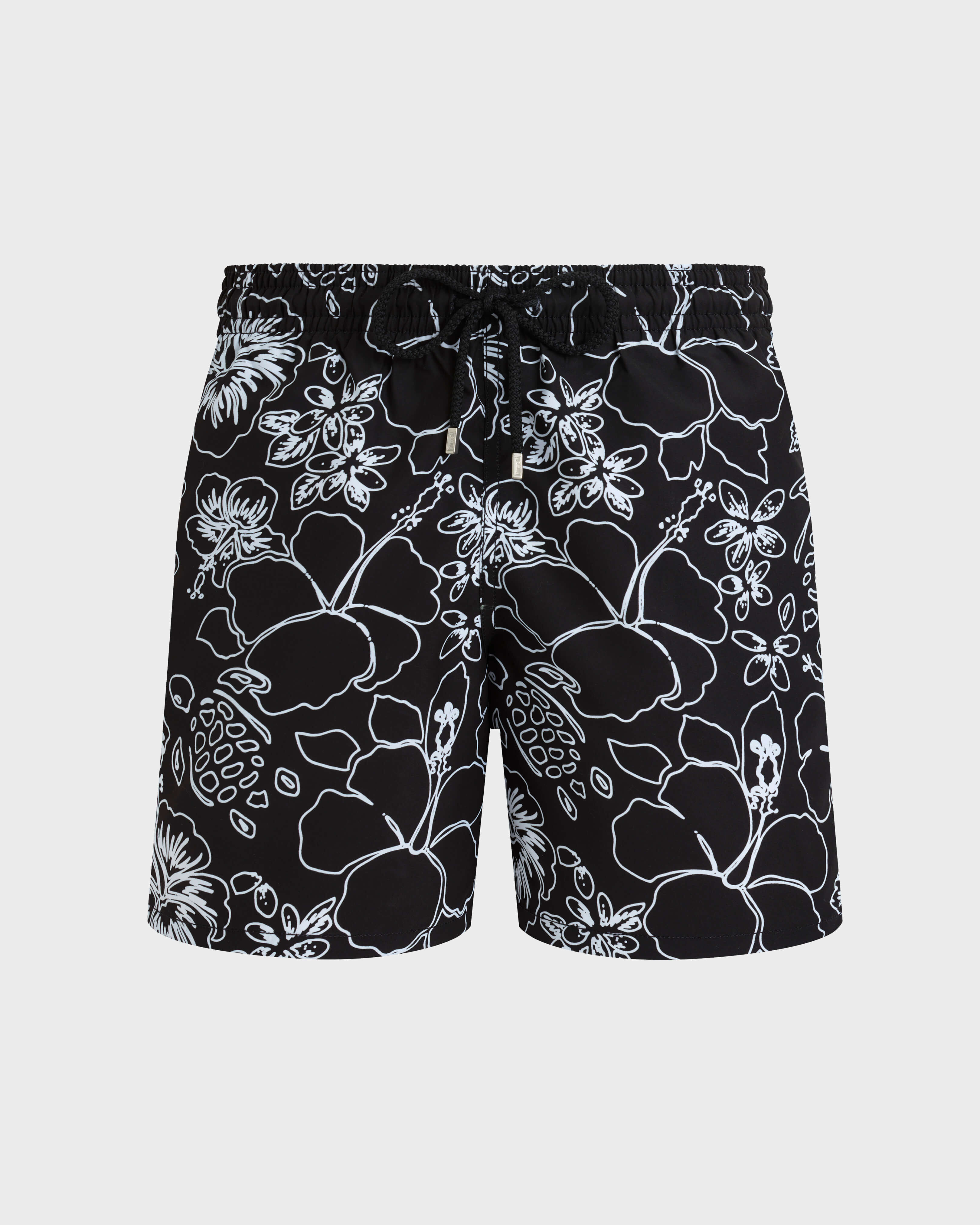 Men Swim Shorts Tropical Turtles Ink BLACK front view