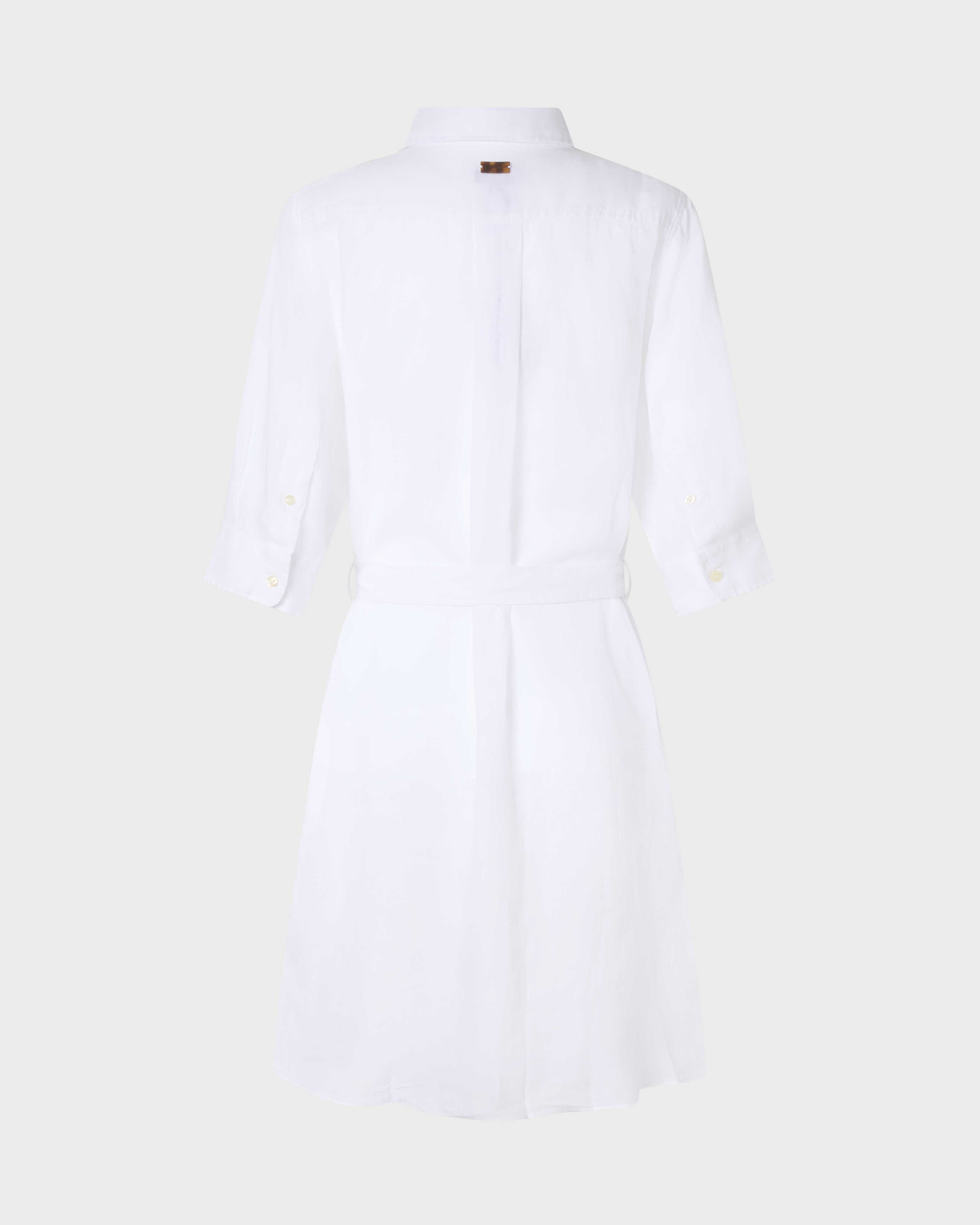 Robe chemise en lin femme unie BLANC back view