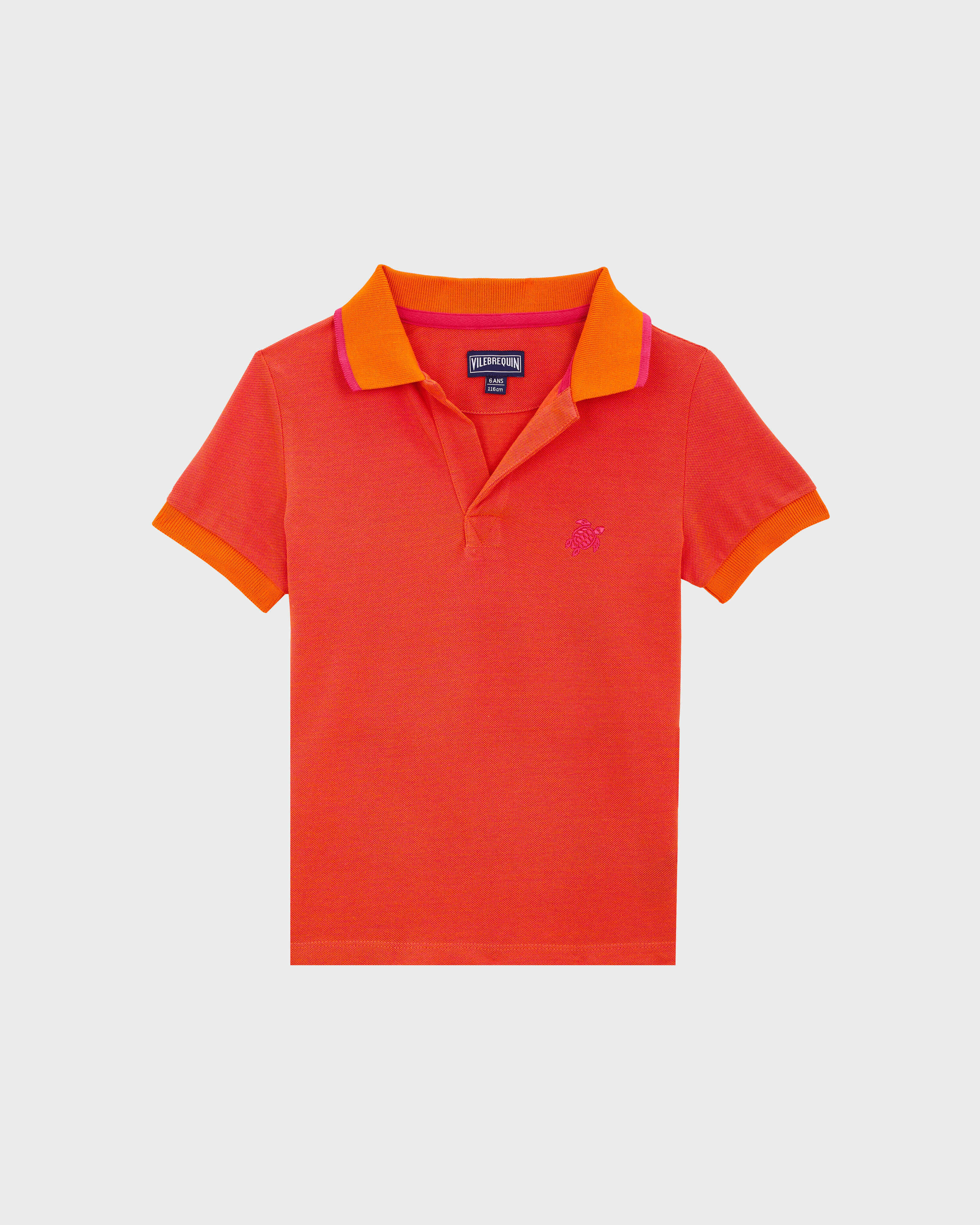 Polo en piqué de algodón de color liso para niño ALBARICOQUE front view