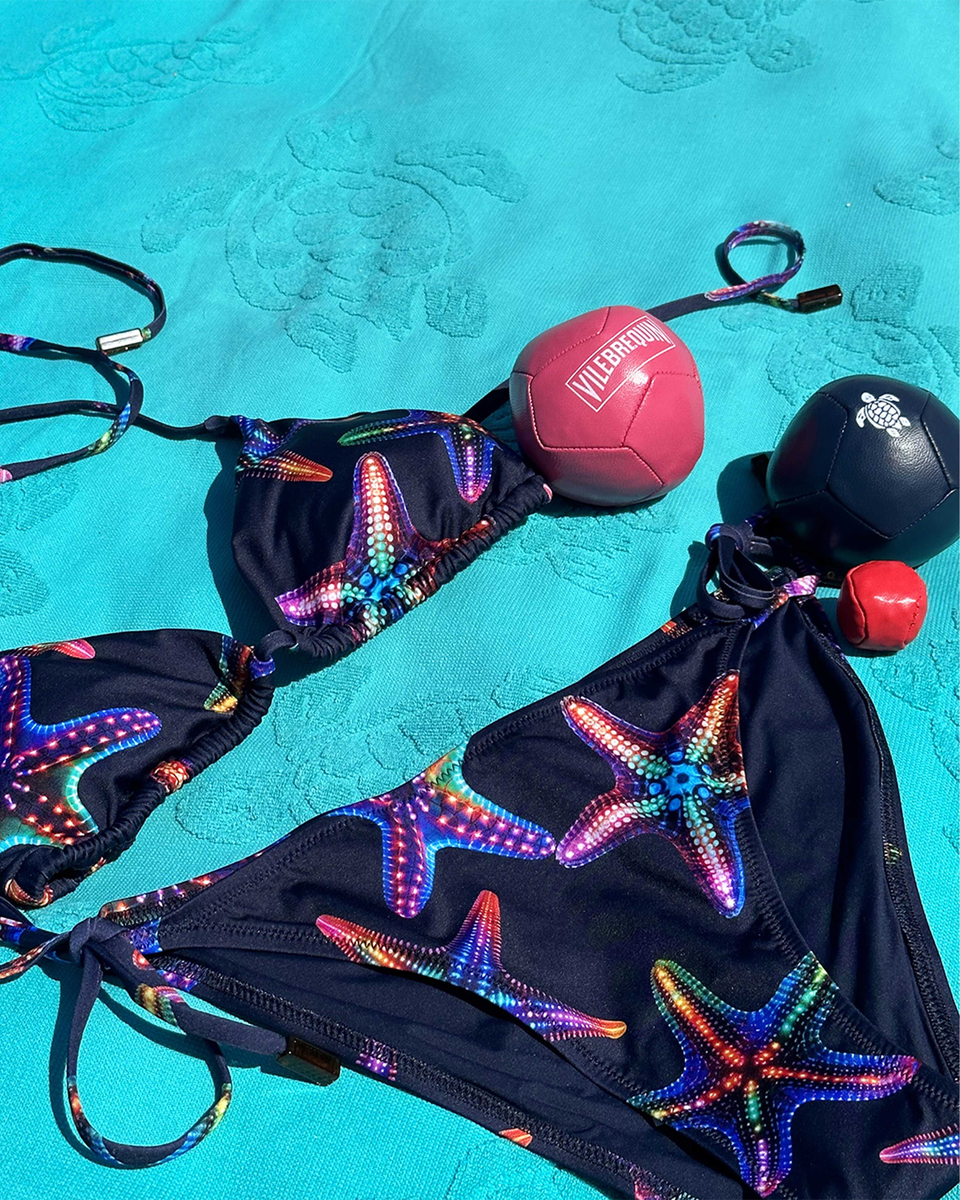 Women Side Tie Bikini Bottom Disco Stars NAVY override view