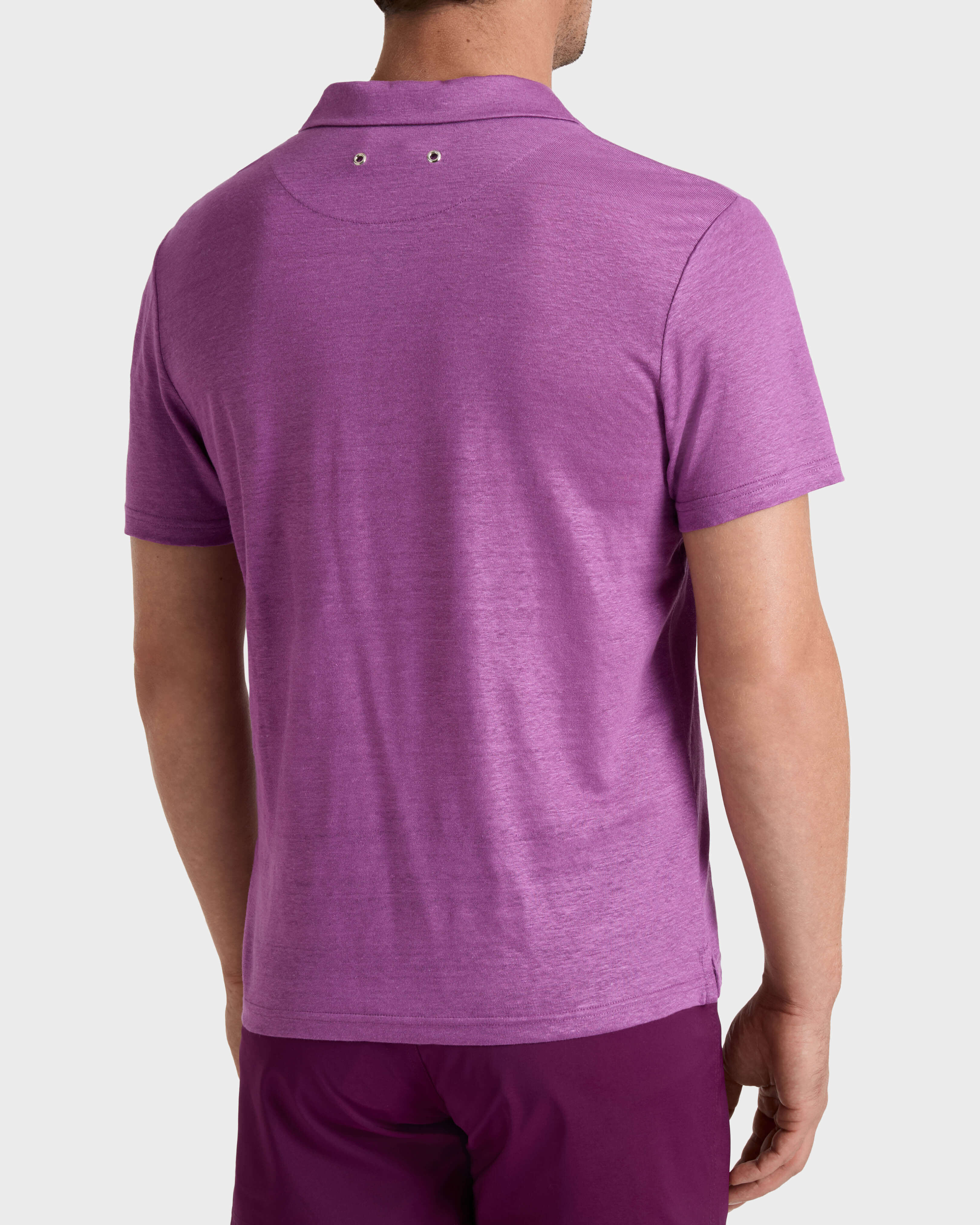 Polo en punto de lino de color liso para hombre PRELAT backworn view